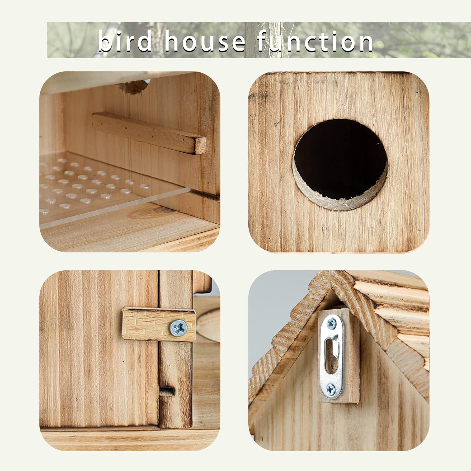 Casa para pájaros para exteriores, casa de pájaros azules de madera con protector de depredadores, caja de anidación de pájaros silvestres,