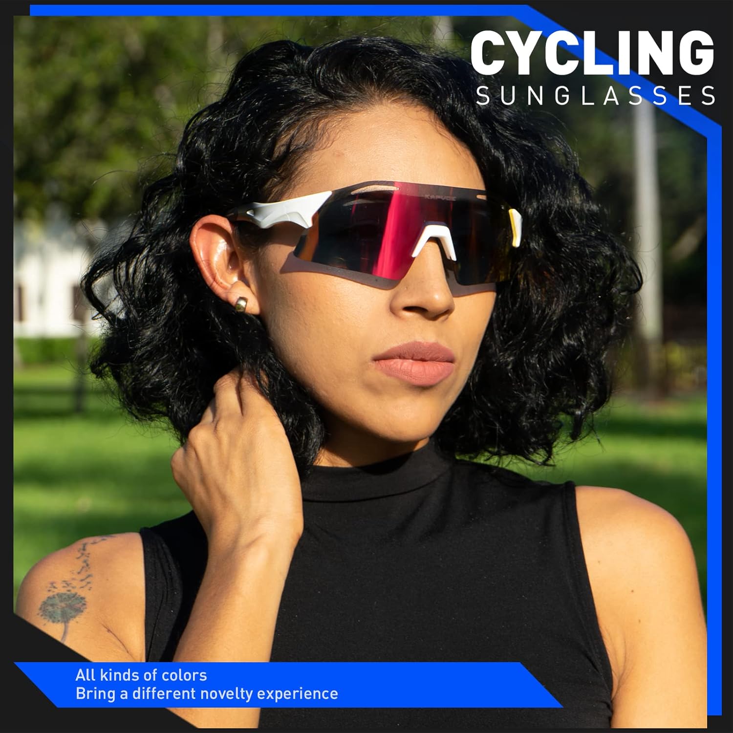 KAPVOE Gafas de ciclismo polarizadas con 3 lentes intercambiables, MTB ciclismo, béisbol, golf, deportes, gafas de sol para hombres y mujeres