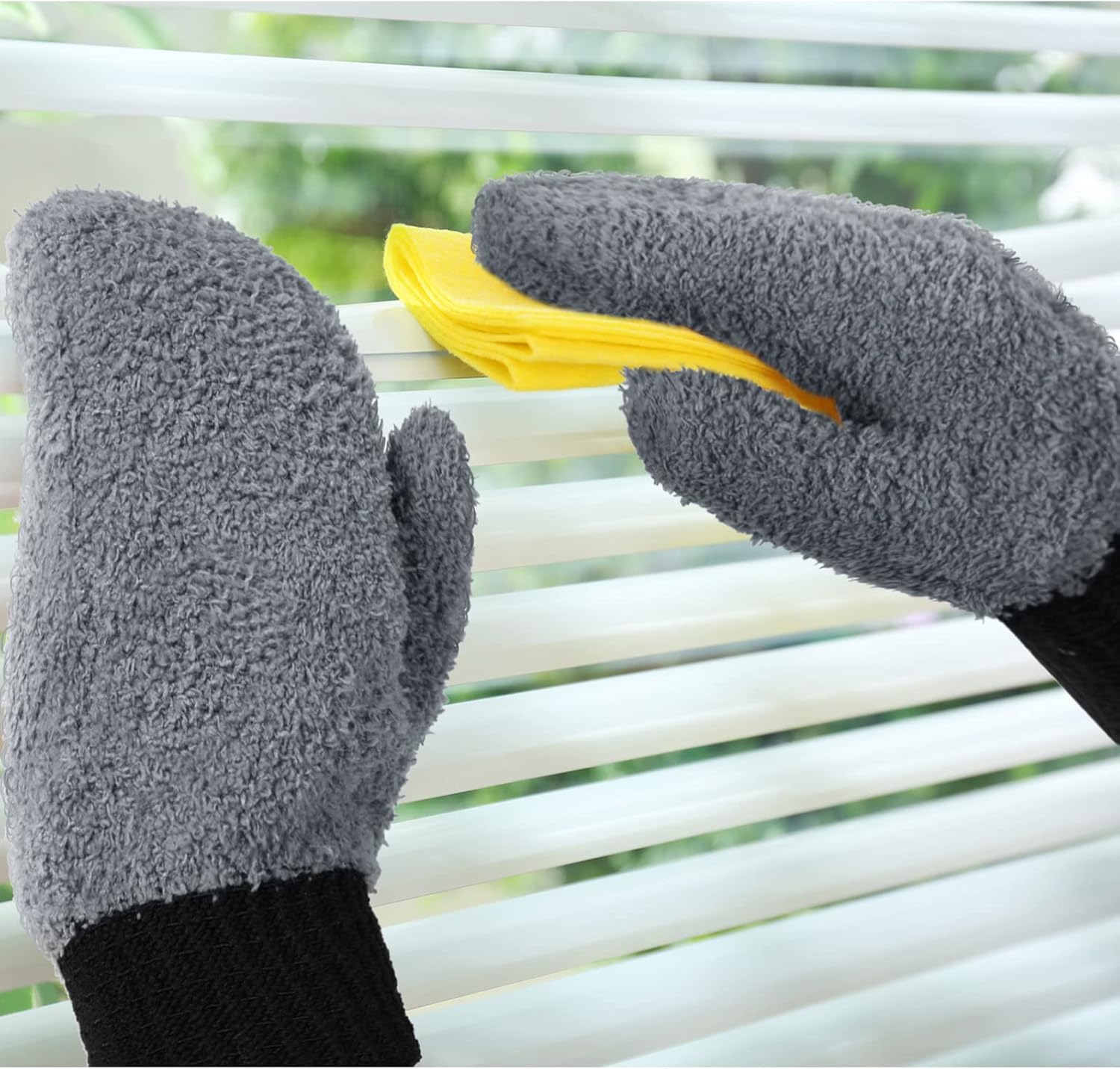 Bencailor 3 pares de guantes de microfibra para el polvo con manoplas de polvo para el pulgar, guantes de limpieza para el hogar, sin arañazos,