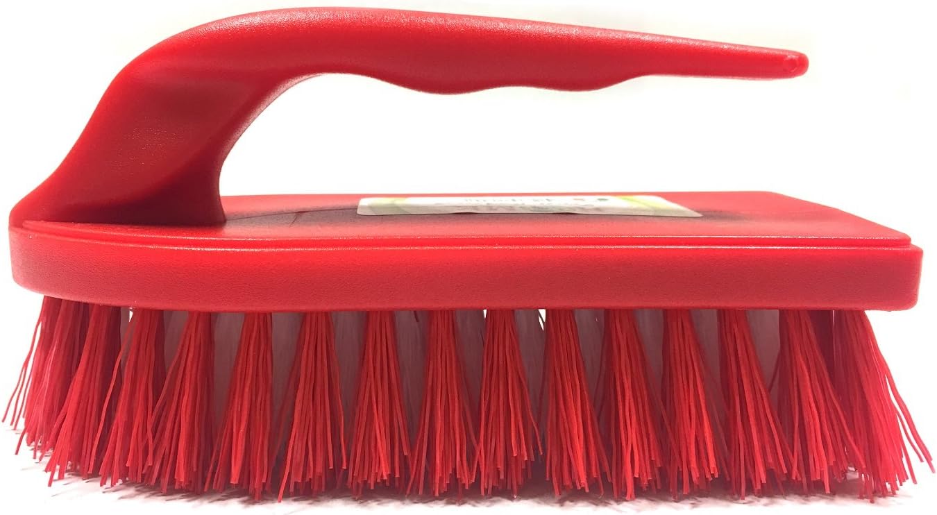 Uniware Cepillo para fregar en forma de hierro para el hogar con mango de agarre cómodo, fabricado en Italia (rojo)
