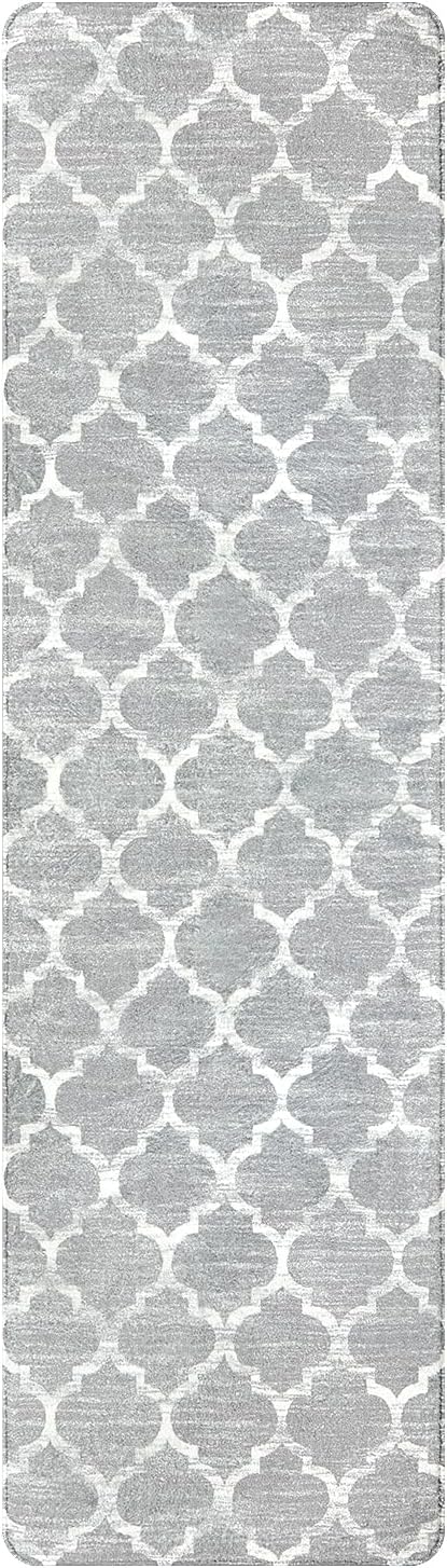 Lahome – Alfombra marroquí, lavable, de 2 x 7 pies, antideslizante, no desprende pelusas, ligera, moderna, gris y envejecida, para entrada, cocina,