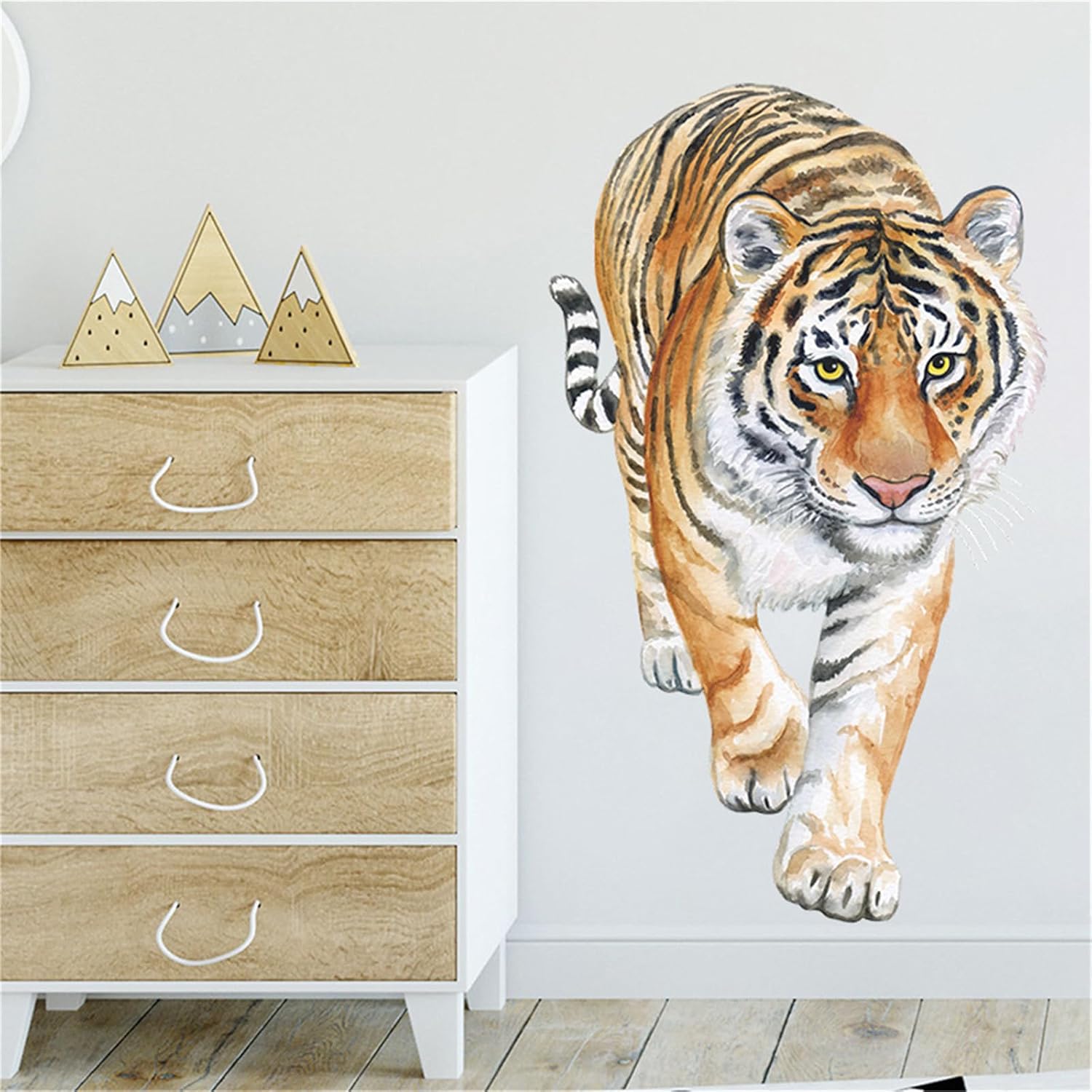 Calcomanías de pared de tigre grande, animales de la selva, el rey del bosque, calcomanías de pared extraíbles para pared de habitación de niños,
