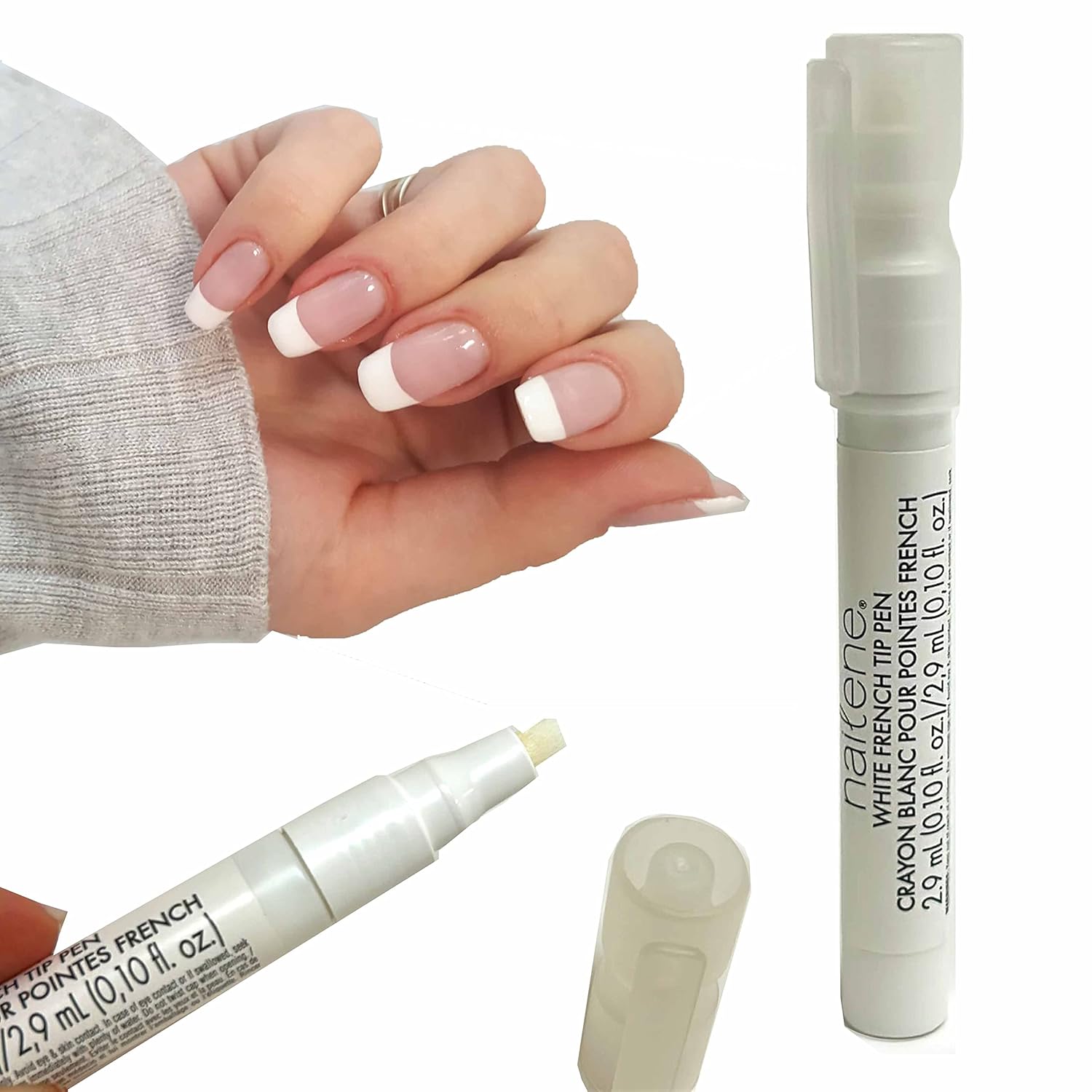 2 unidades de esmalte de uñas con punta blanca, manicura francesa, punta blanca, 2 unidades, manicura francesa, punta blanca, lápiz de esmalte de