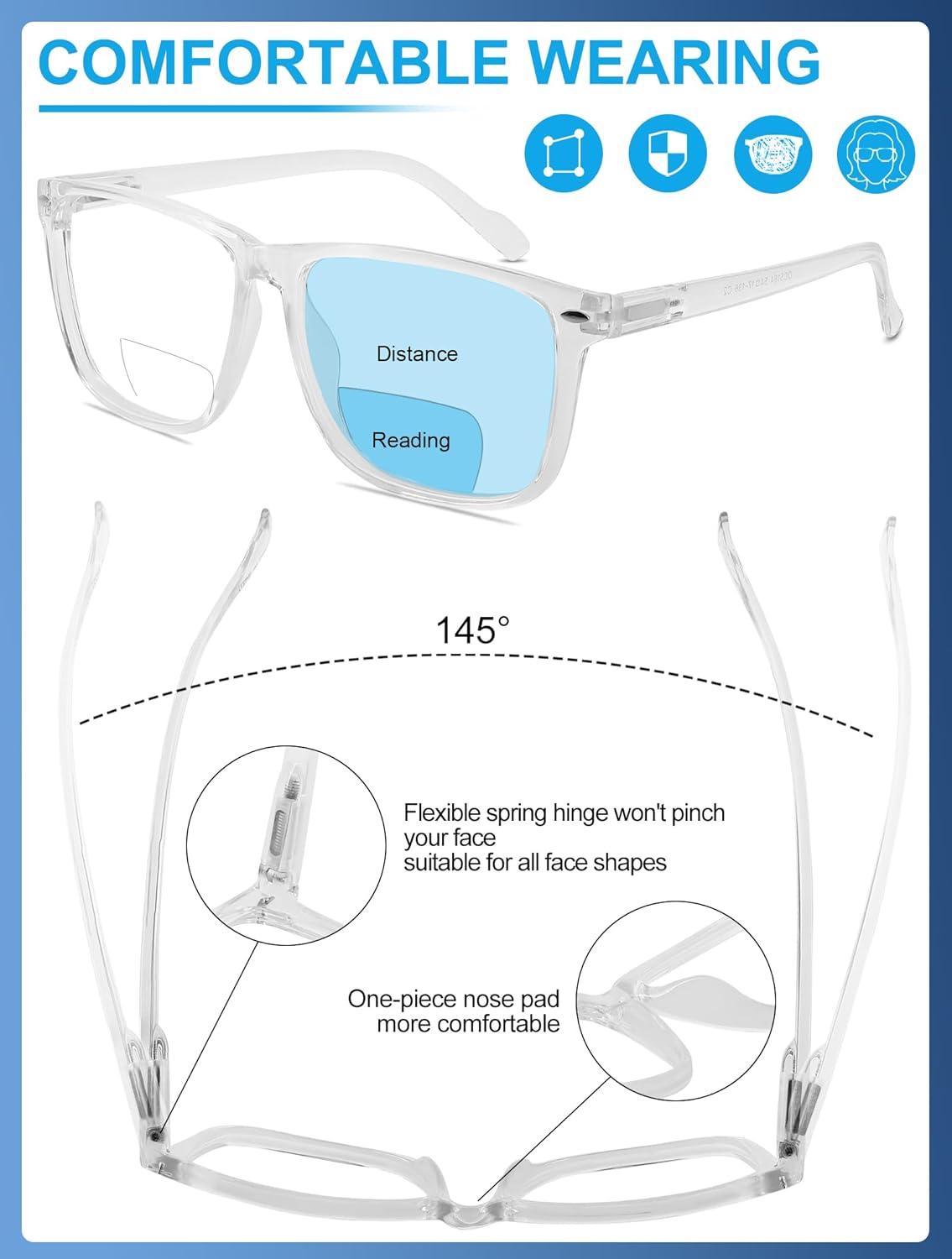 OCCI CHIARI Gafas de lectura bifocales para hombre, de gran tamaño, con bloqueo de luz azul, lectores 1.0 1.25 1.5 1.75 2.0 2.25 2.5 2.75 3.0 3.5