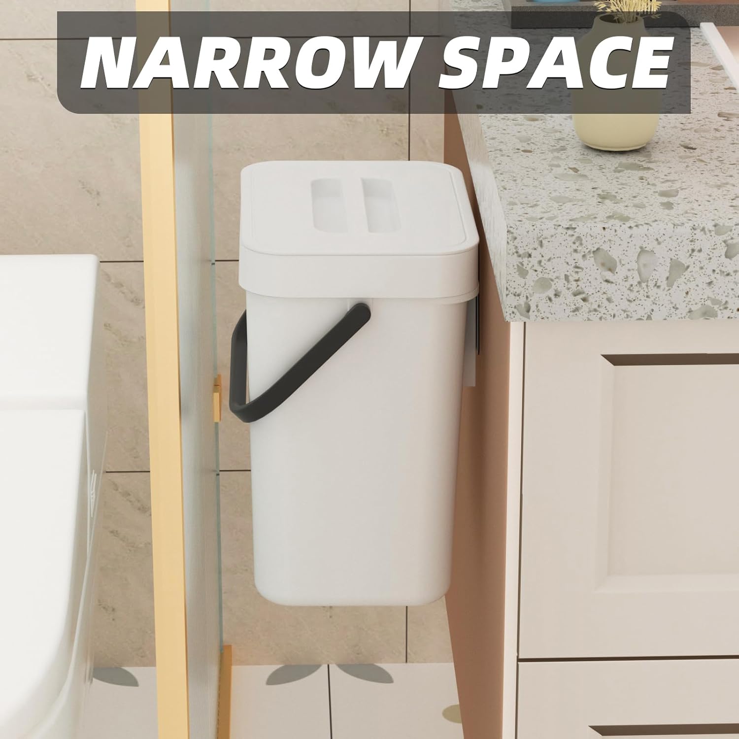Basurero de 5 l1.3 galones con tapa para cocina, contenedor de abono sellado debajo del fregadero, contenedor de basura de alimentos en la encimera,