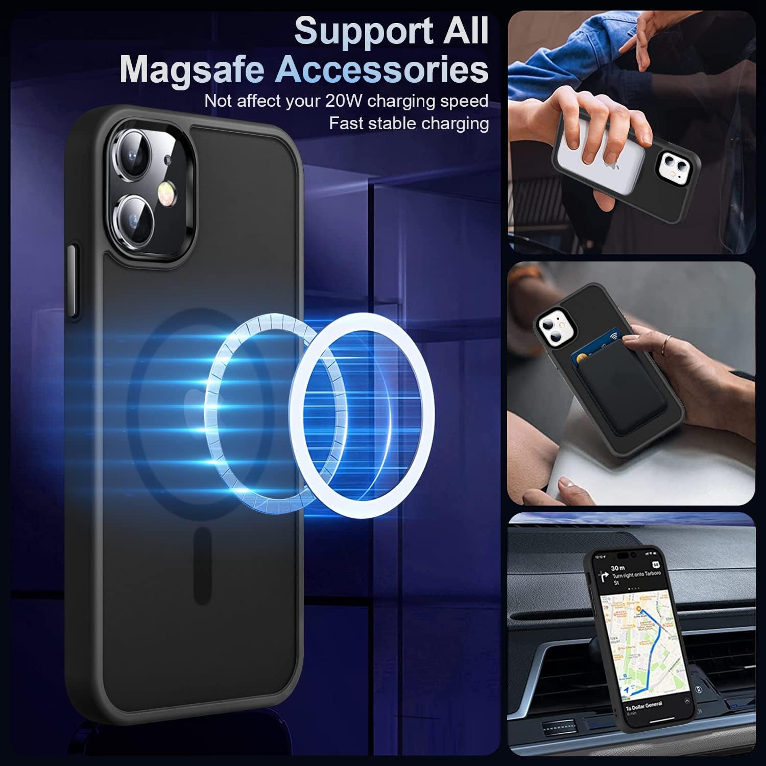 MOCCA Funda magnética fuerte para iPhone 12iPhone 12 Pro, compatible con Magsafe protección contra caídas de grado Mil Funda protectora delgada a