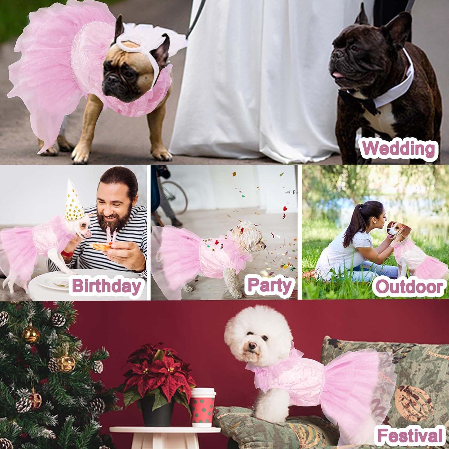 Vestido de boda para perro, vestidos para perro pequeño hembra, vestidos de novia para perrito, vestido de cumpleaños para perro, ropa de cachorro