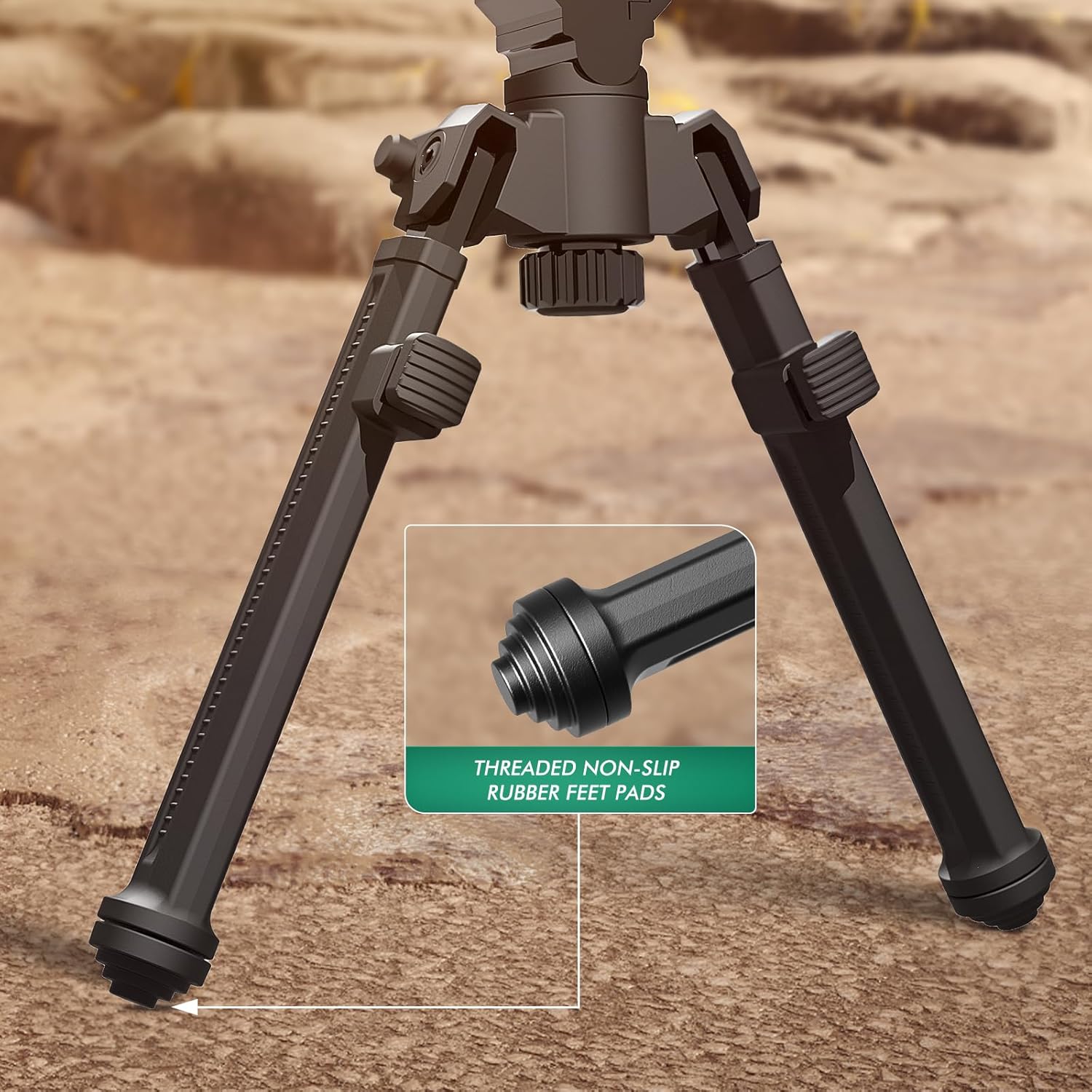 Bípodes de rifle para caza y disparo con giro de 360 y bípode de pistola de 10 alturas ajustables para rifles