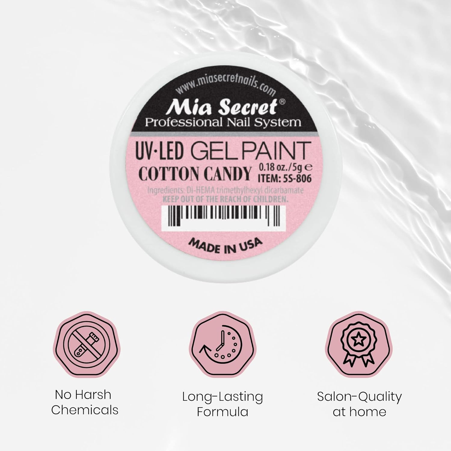 Mia Secret Sistema de uñas profesional UVLED Gel Paint – 0.18 oz (algodón de azúcar)