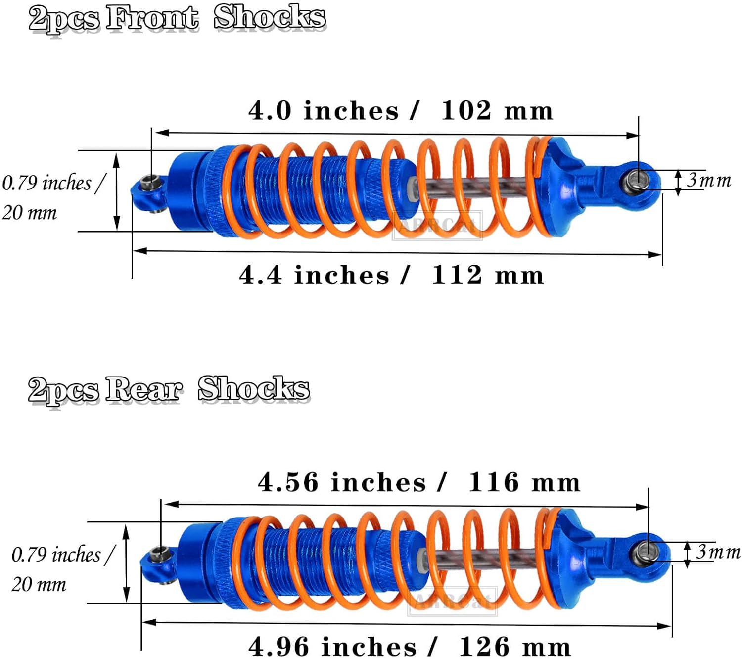 RC Shocks – Piezas de actualización para camión 110 Arrma Senton 4X4 Granite 4X4 Vorteks 4X4 Arrma Bigrock 4X4 Typhon 4X4 RC, 4 piezas de aluminio