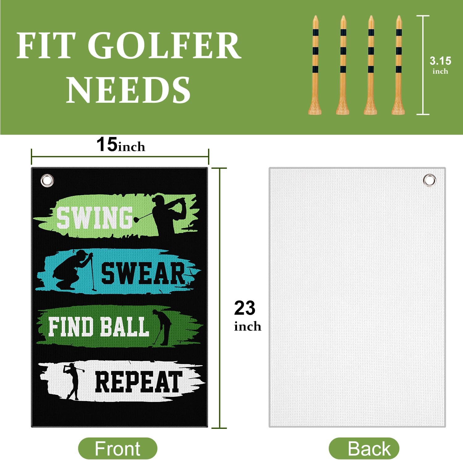 Swooflia Toalla de golf con clip para bolsas de palos de golf para hombres y mujeres, accesorios de golfistas, regalos divertidos para encontrar
