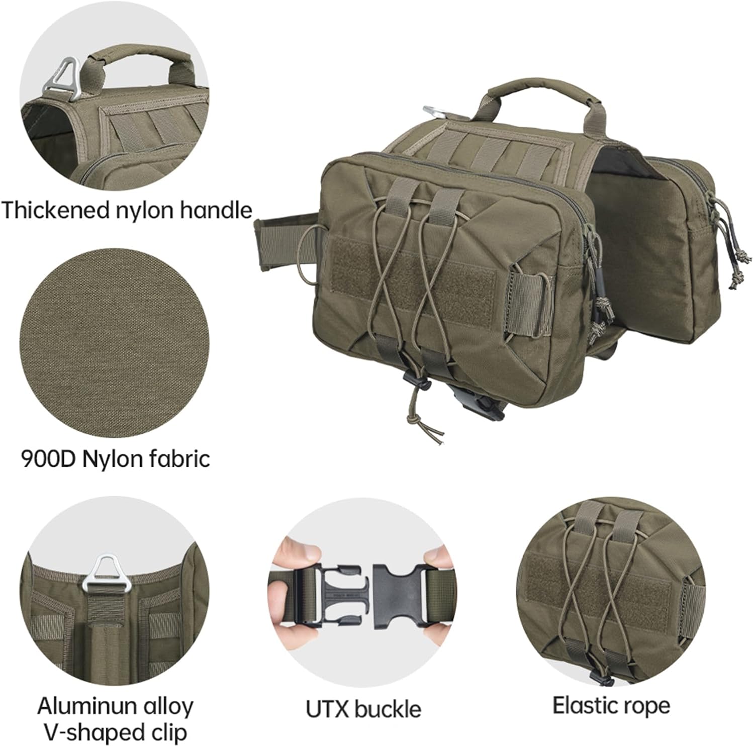EXCELLENT ELITE SPANKER Paquete de mochila para perros, mochila para camping, senderismo, perro mediano y grande con 2 bolsillos laterales