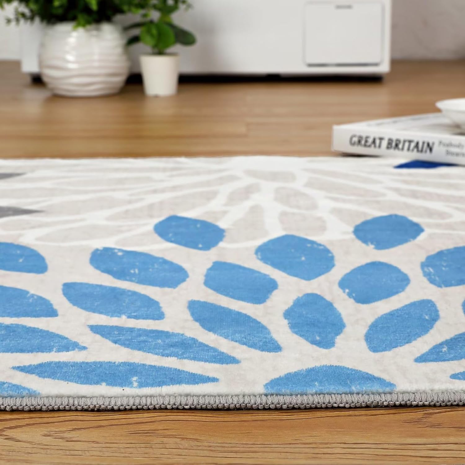 COZYLOOM Alfombra moderna de 8 x 10 pies para sala de estar y dormitorio, alfombra bohemia con estampado floral, lavable, para interiores, suave,