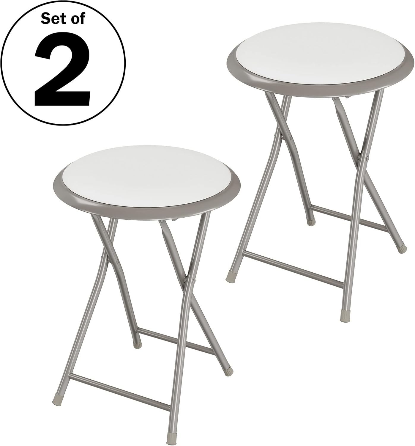 Trademark Home – Juego de 2 taburetes de bar plegables de 18 pulgadas, capacidad de 225 libras y asientos acolchados para dormitorio, recreación o