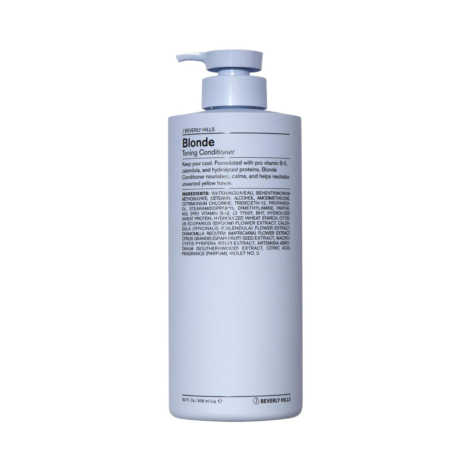 J Beverly Hills Acondicionador tonificante rubio azul con vitamina B5 para tonificar el cabello cobrizo, (12 onzas, 32 onzas)