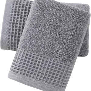 sense gnosis Toallas de mano grises de gofre y rizo para baño, secado rápido, sin pelusas, delgadas, estilo clásico, suaves y absorbentes, toallas sense gnosis Toallas de mano grises de gofre y rizo para baño, secado rápido, sin pelusas, delgadas, estilo clásico, suaves y absorbentes, toallas