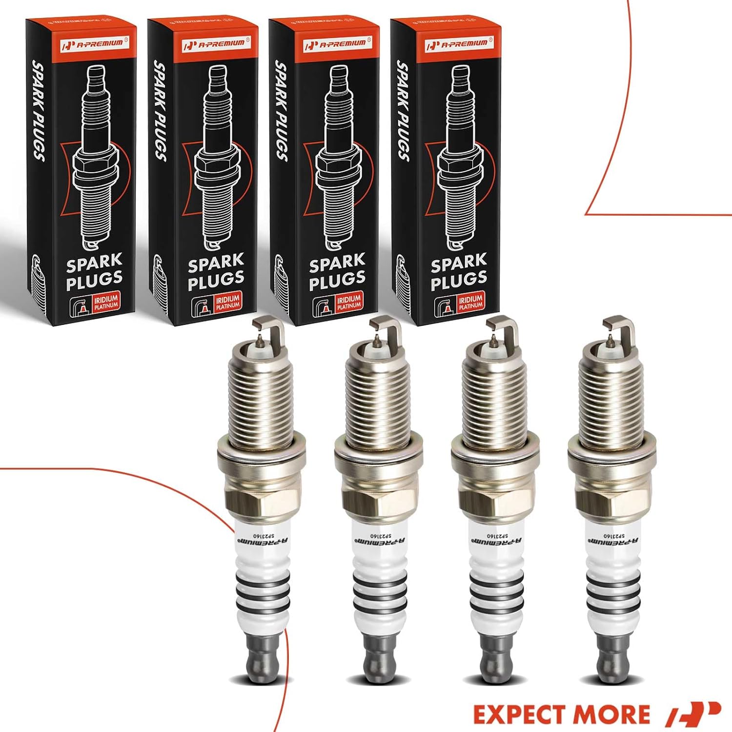 A-Premium Bujías iridio platino compatibles con Ferrari 456 GT, 456 GTA, 456 M, 456 M GT, 456 M GTA, 512 M, 512 TR, 550 Maranello, 575 M Maranello,