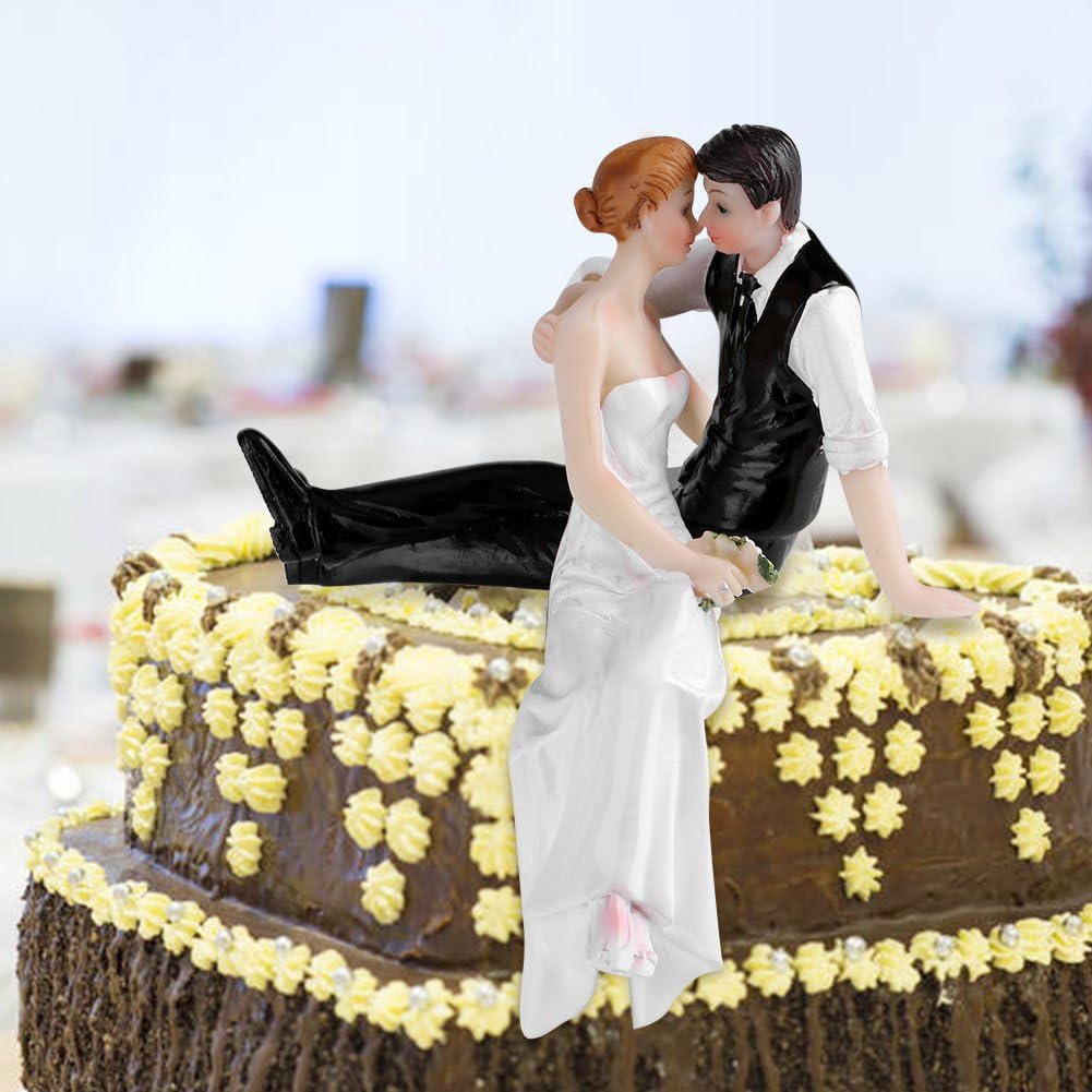 BORDSTRACT Divertidos adornos para tartas de boda, romántica figura de resina con forma de novia y novio, para decoración de fiesta de banquete de
