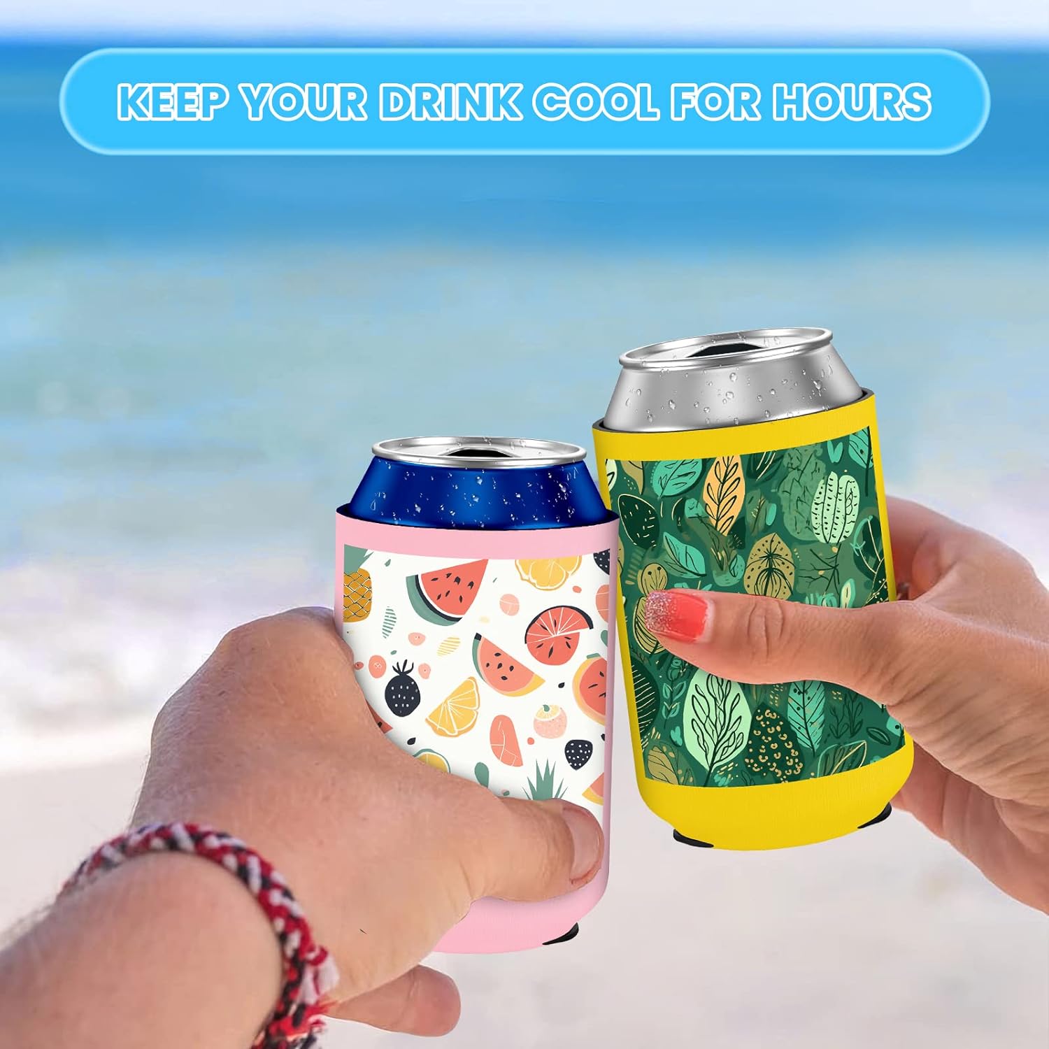 Paquete de 6 fundas de neopreno personalizadas para enfriar latas, paquete de 6 fundas aisladas personalizadas para latas de verano, playa,