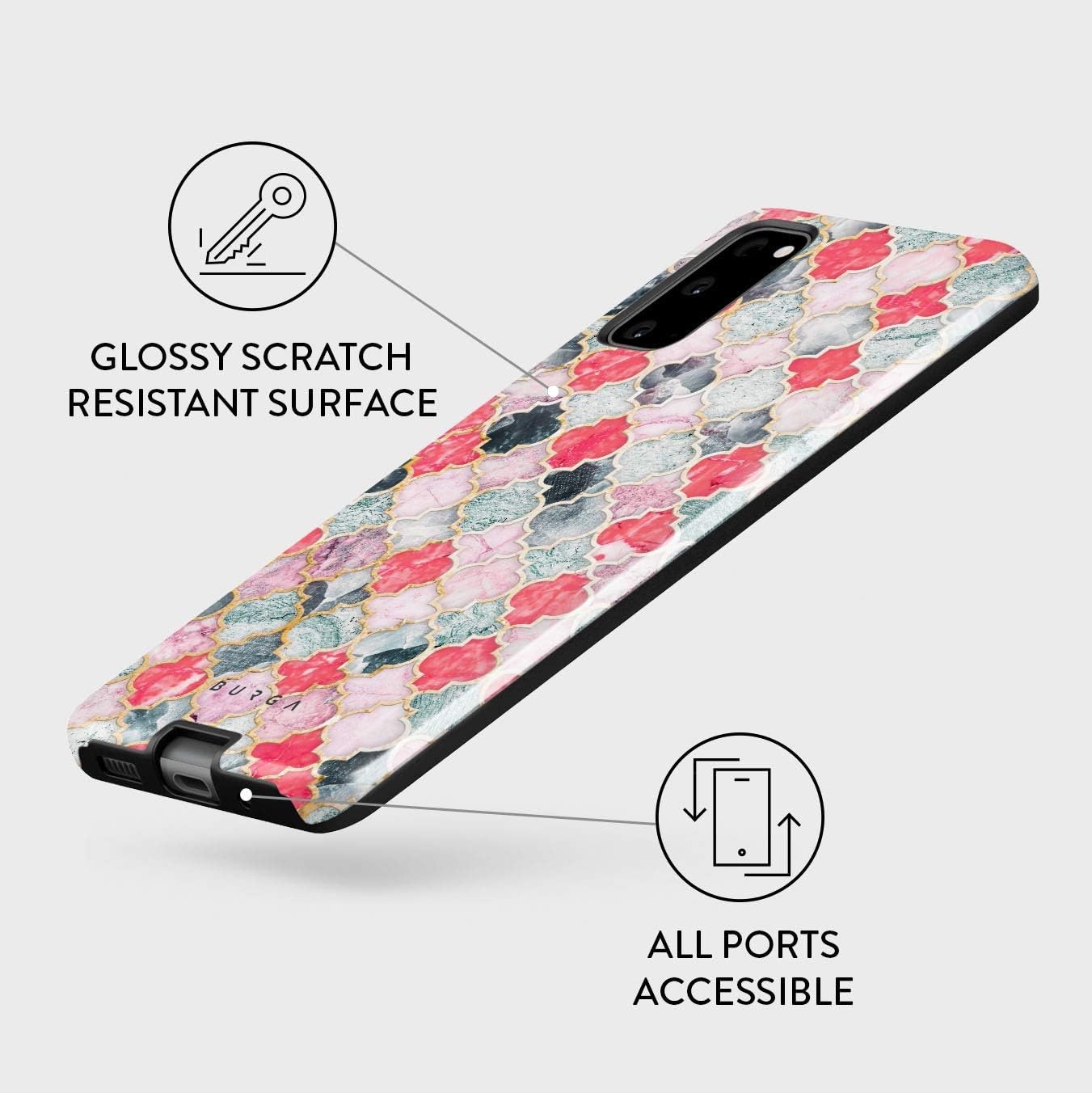 BURGA Funda para teléfono compatible con Samsung Galaxy S20 FE  Carcasa rígida híbrida de 2 capas + funda protectora de silicona  Mosaico de