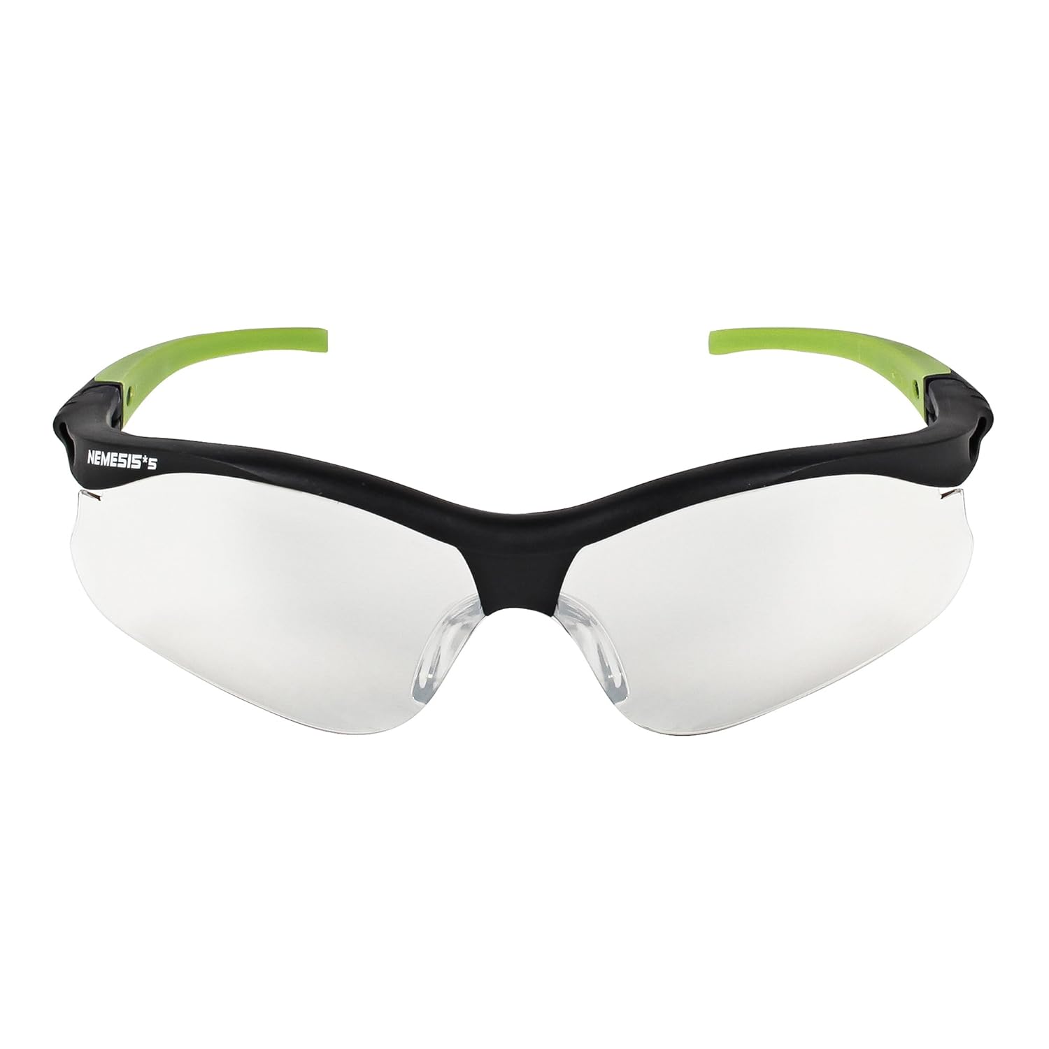 KleenGuard V30 Nemesis – Lentes de seguridad pequeños (38480), ligeros, para interiores y exteriores, marco negro con puntas verdes, 12 paresestuche