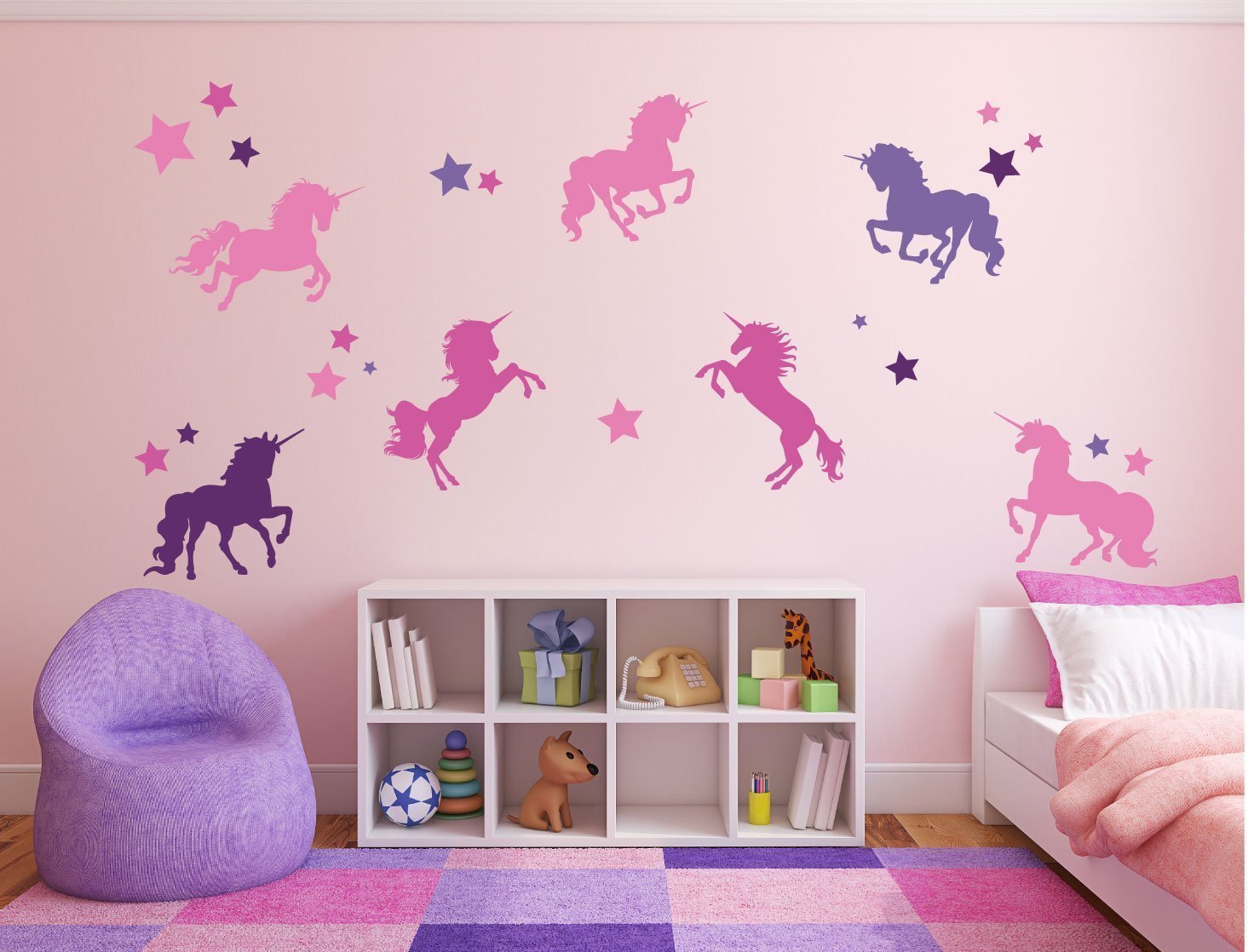 Unicorn Stickers for Kids Room – Never Stop Believing Magical Themed Wall Decor – Vinyl Mural for Girls or Boys Bedroom, Baby Nursery, or Playroom