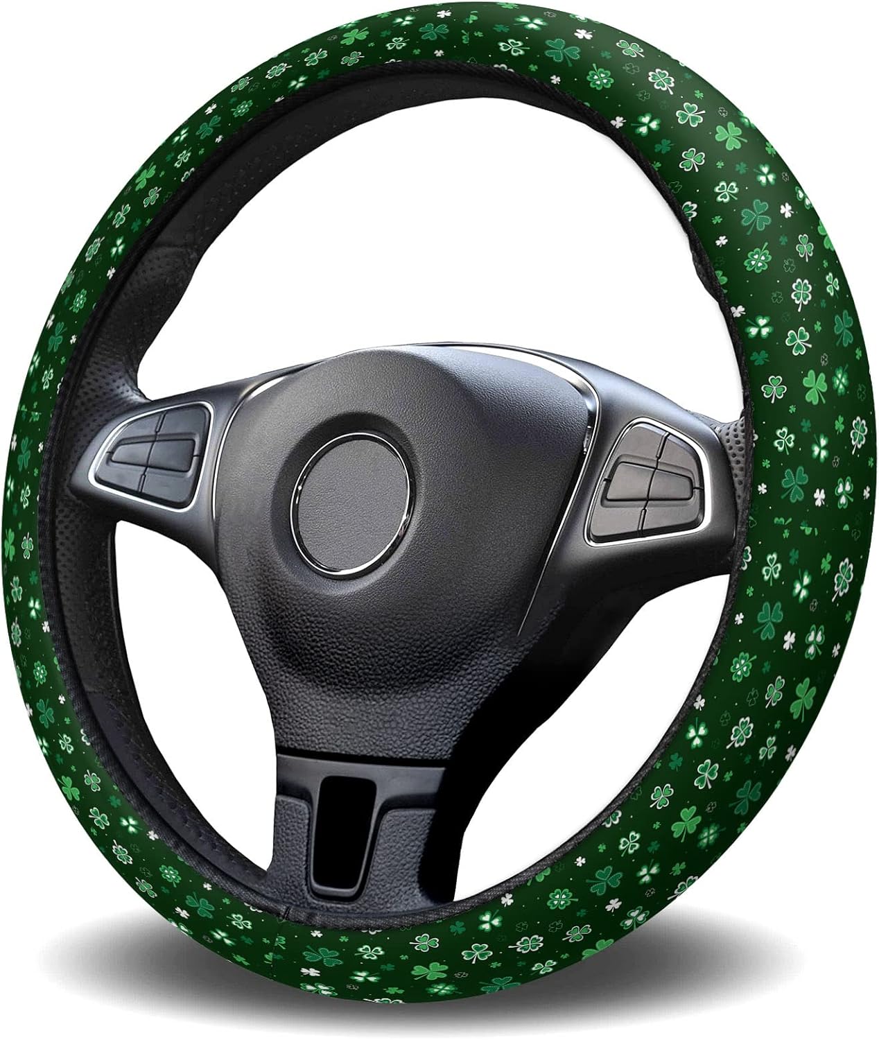 Funda para volante de automóvil, diseño de trébol brillante del día de San Patricio, esponja elástica elástica, funda protectora para vehículos,
