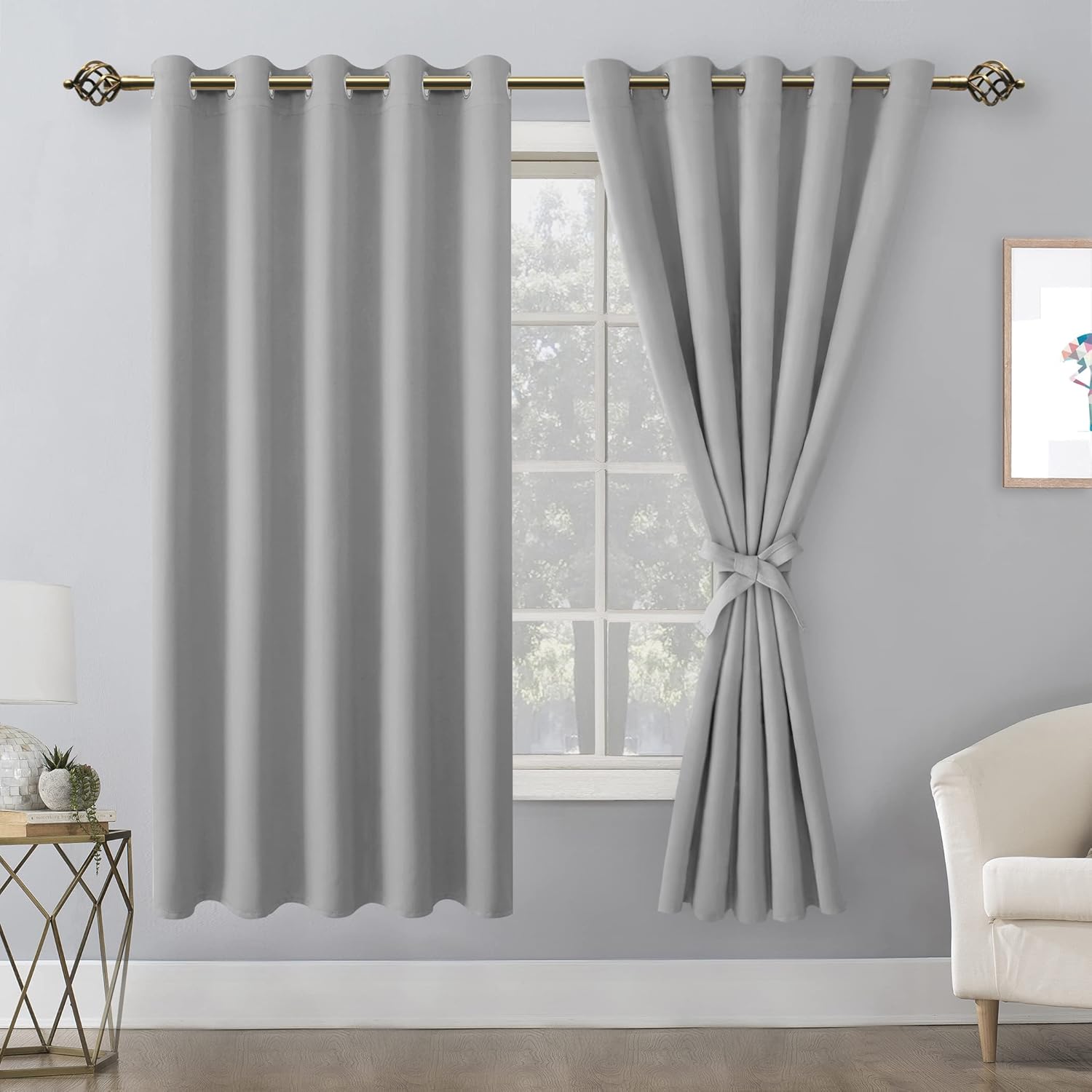 Hiasan – Cortinas blackout para habitación, 60 x 72 pulgadas, cortinas de ventana con aislamiento térmico y bloqueo de luz para sala de estar y