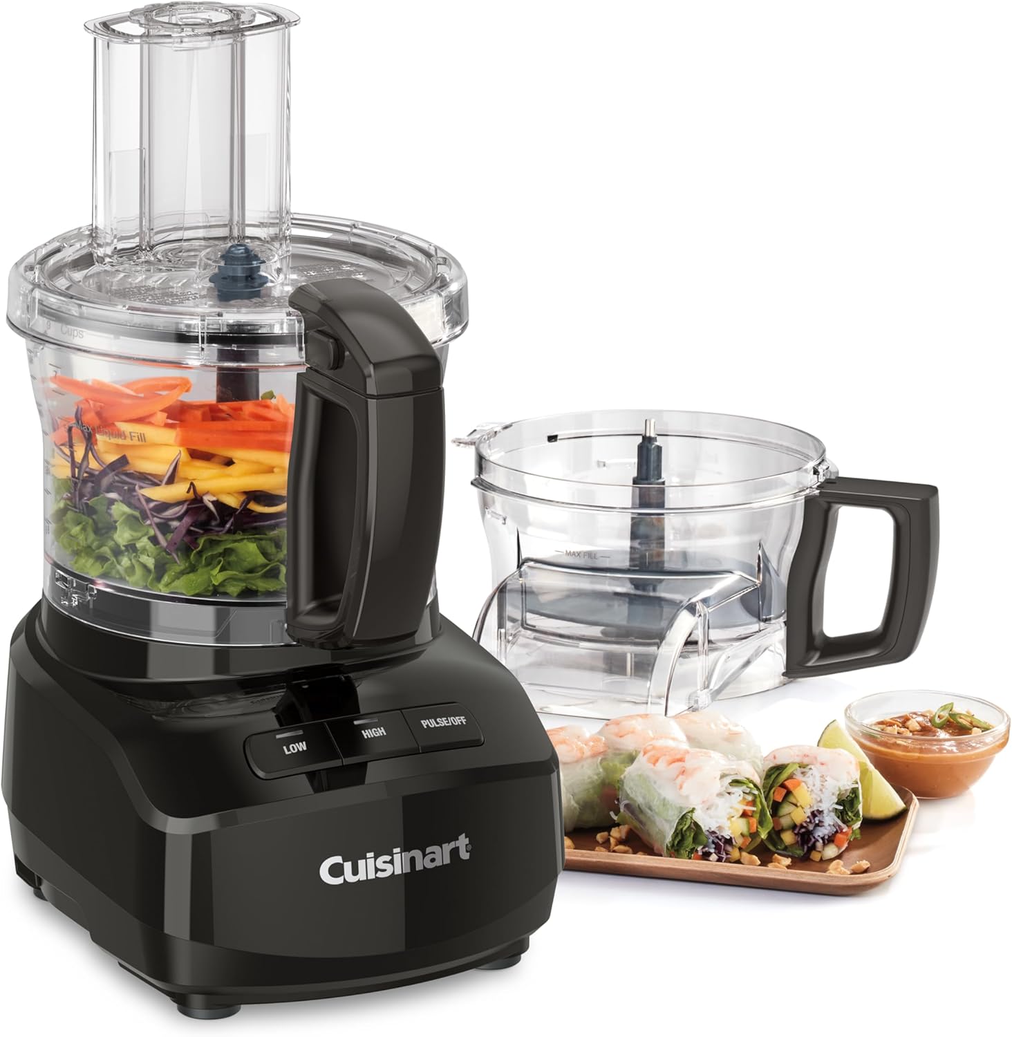 Cuisinart Procesador de alimentos de alimentación continua de 9 tazas con disco de trituración y rebanado reversible fino y mediano, hoja universal,