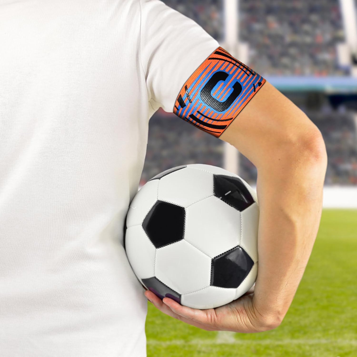 FUNAUPGO Sports Captain C Armband – Brazalete elástico unisex para capitán de fútbol, ajustable, para jugadores de fútbol al aire libre, para