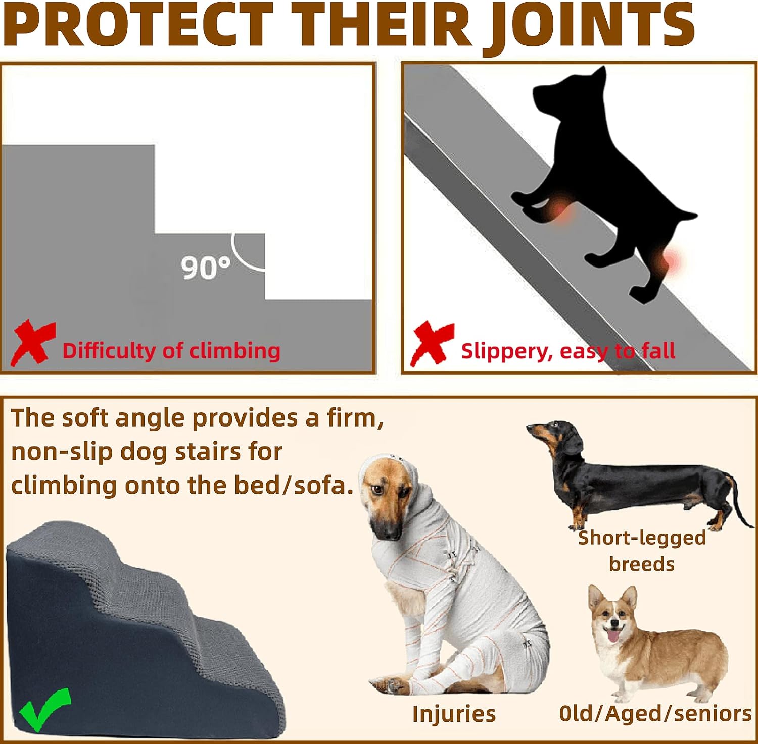 Escaleras para perros a camas altas, escaleras para perros de 5 escalones para sofá cama de 30 pulgadas, escaleras para mascotas para perros y gatos