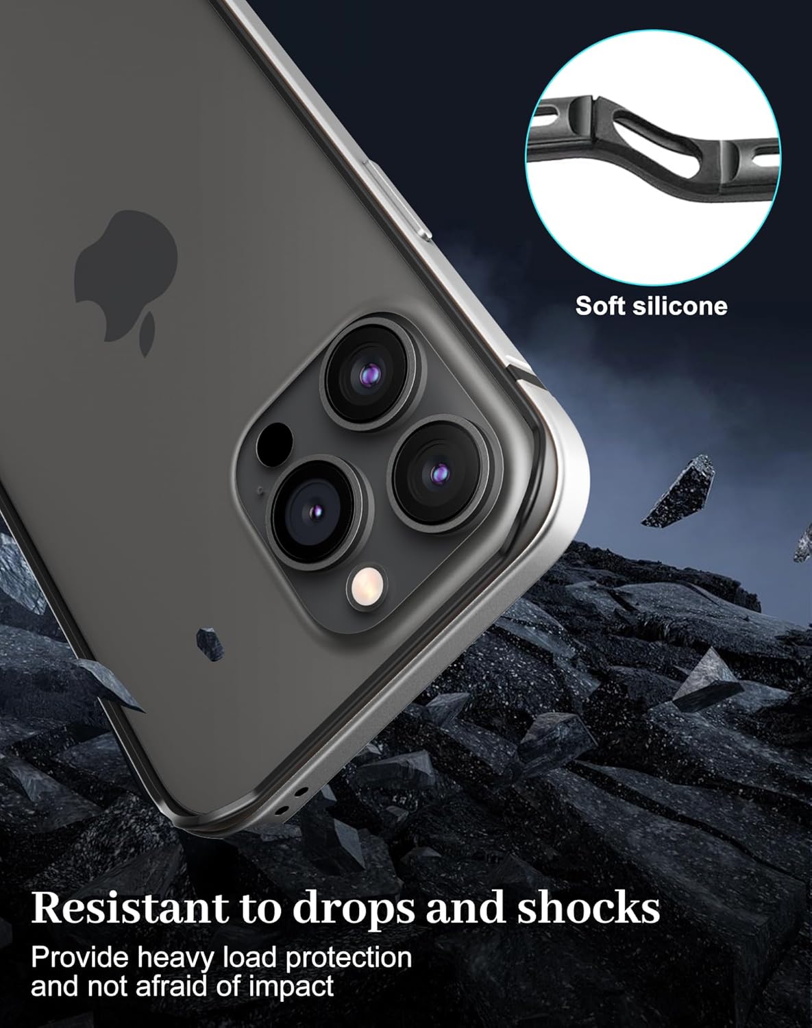 Funda delgada de metal para iPhone 15 Pro Max de 6.7 pulgadas, interior de TPU suave + parachoques chapado en metal, compatible con carga