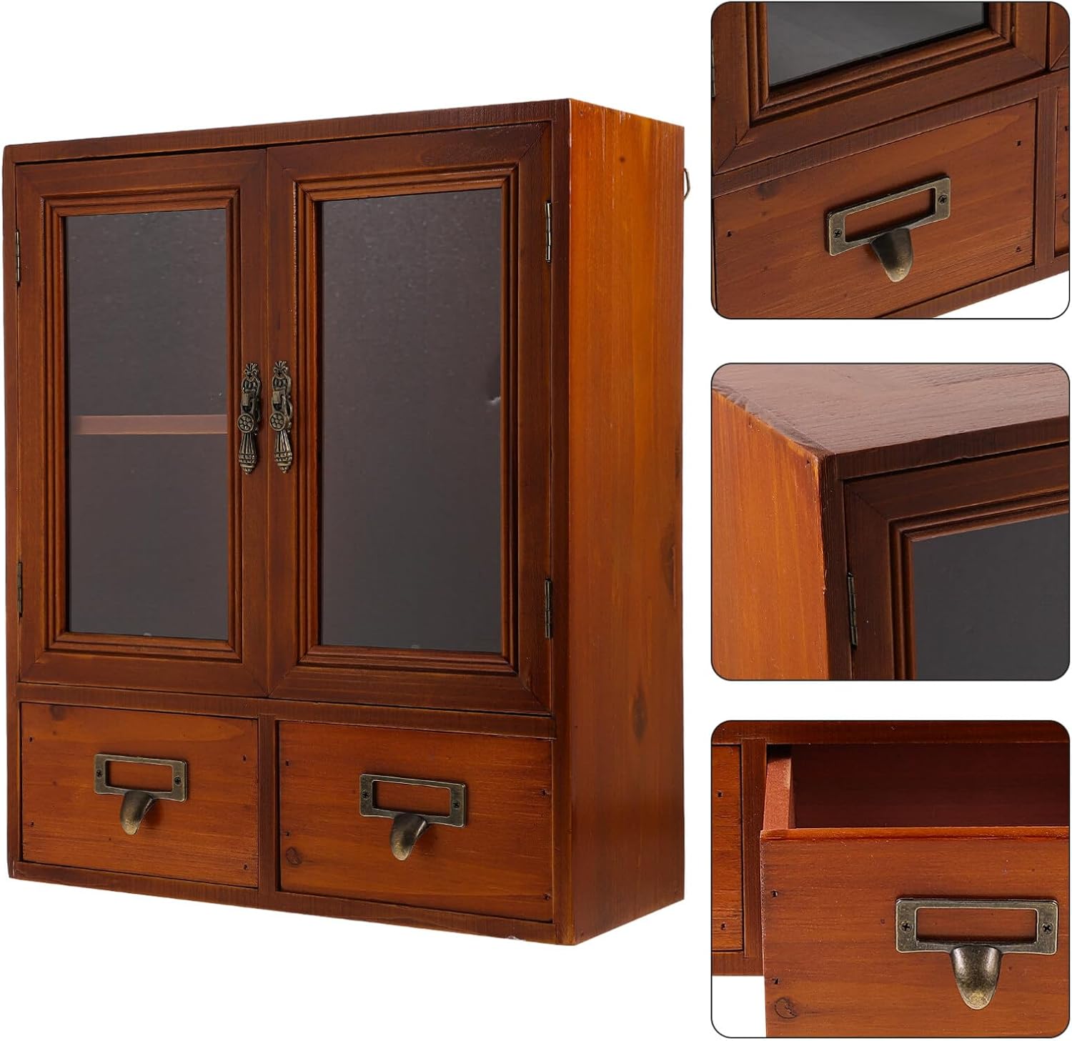 Holibanna Gabinete de almacenamiento de pared de madera, gabinete de medicina de pared de baño, armario de cocina colgante rústico para colgar en la