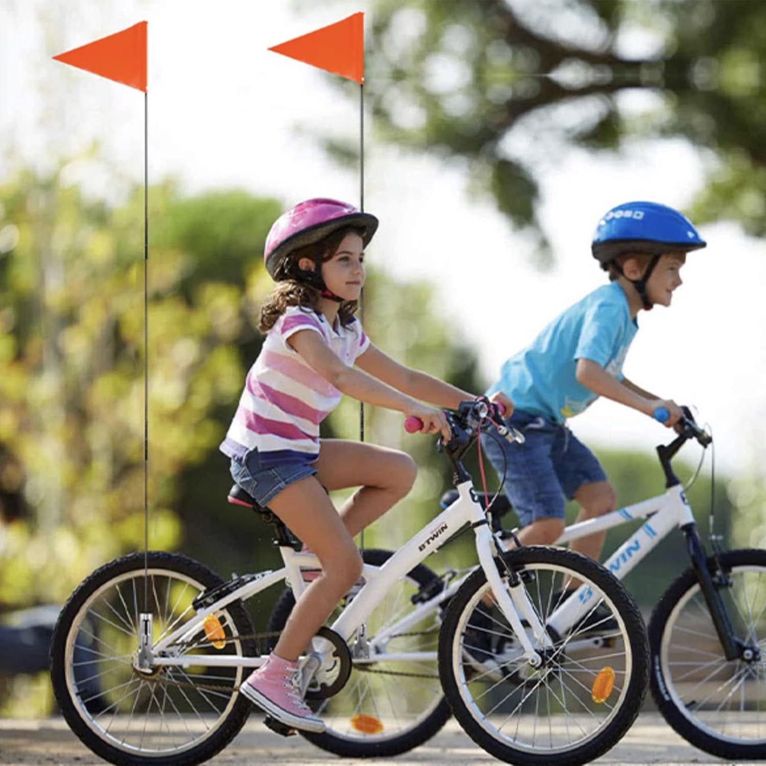 Bandera de bicicleta Poste de fibra de vidrio de altura ajustable Señal de seguridad Alta visibilidad para bicicletas eléctricas Carros de golf