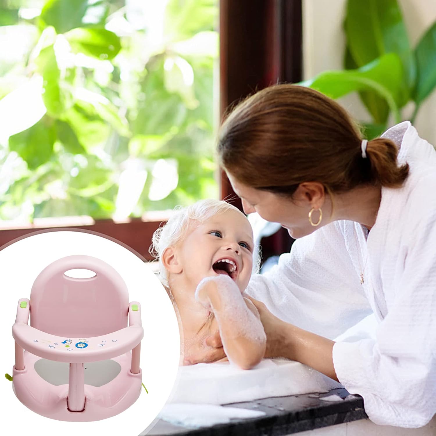 Asiento de baño para bebé recién nacido, silla de baño antideslizante para tina, sillas de baby shower de forma bonita para sentarse en la bañera,