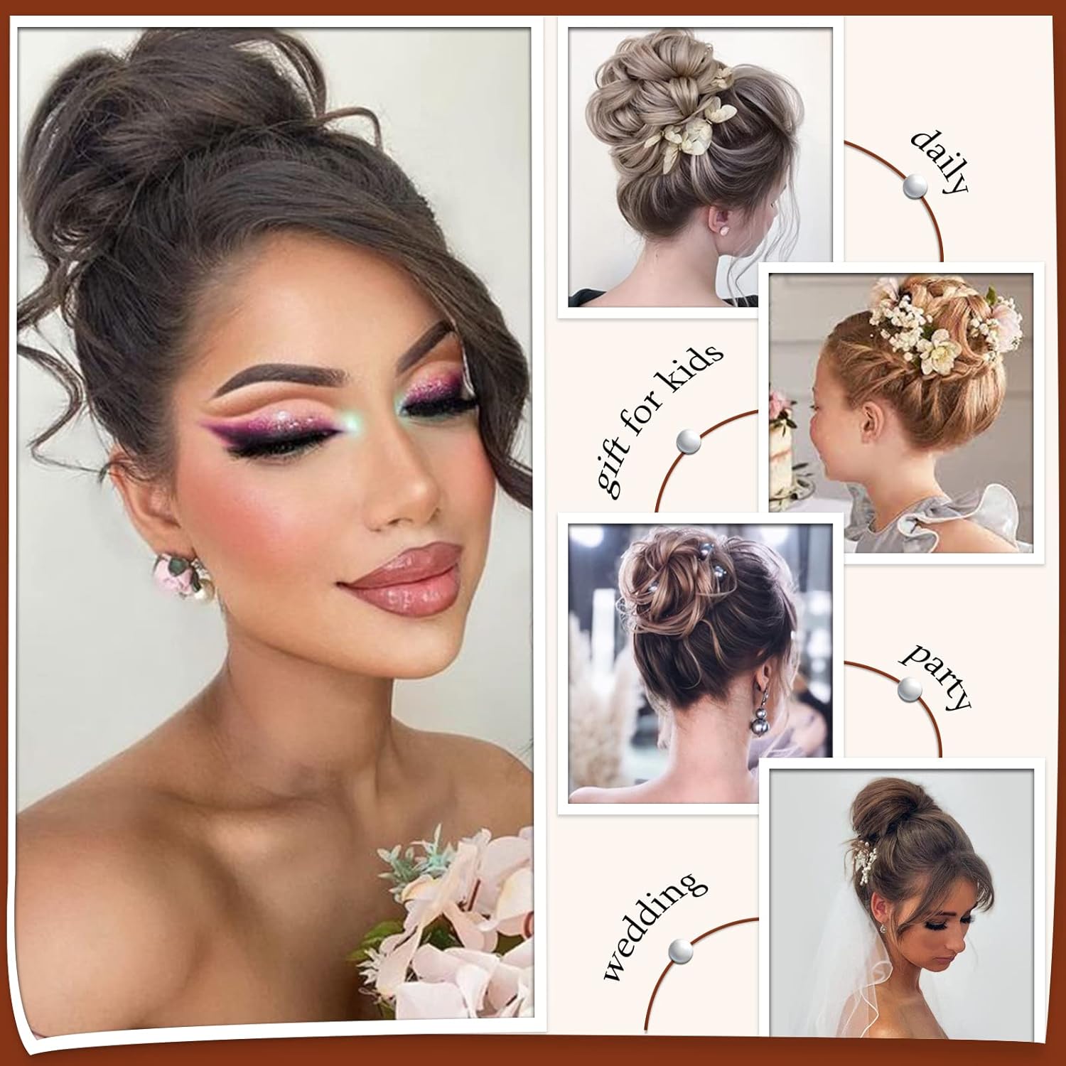 SOFEIYAN Extensiones de cabello ondulado y rizado con clip de garra, extensiones de cabello sintético despeinado para mujer, color marrón claro