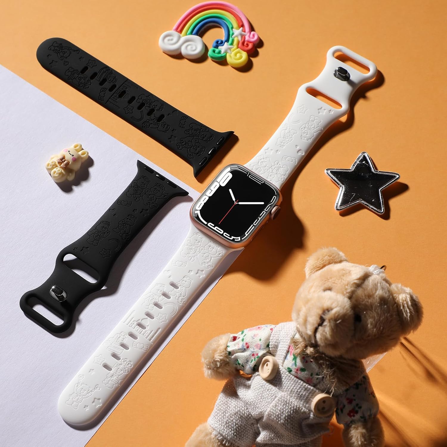 Paquete de 2 bonitas correas grabadas compatibles con Apple Watch de 1.496 in 1.575 in 1.614 in 1.732 in 1.772 in 1.654 in 1.929 in, correa de