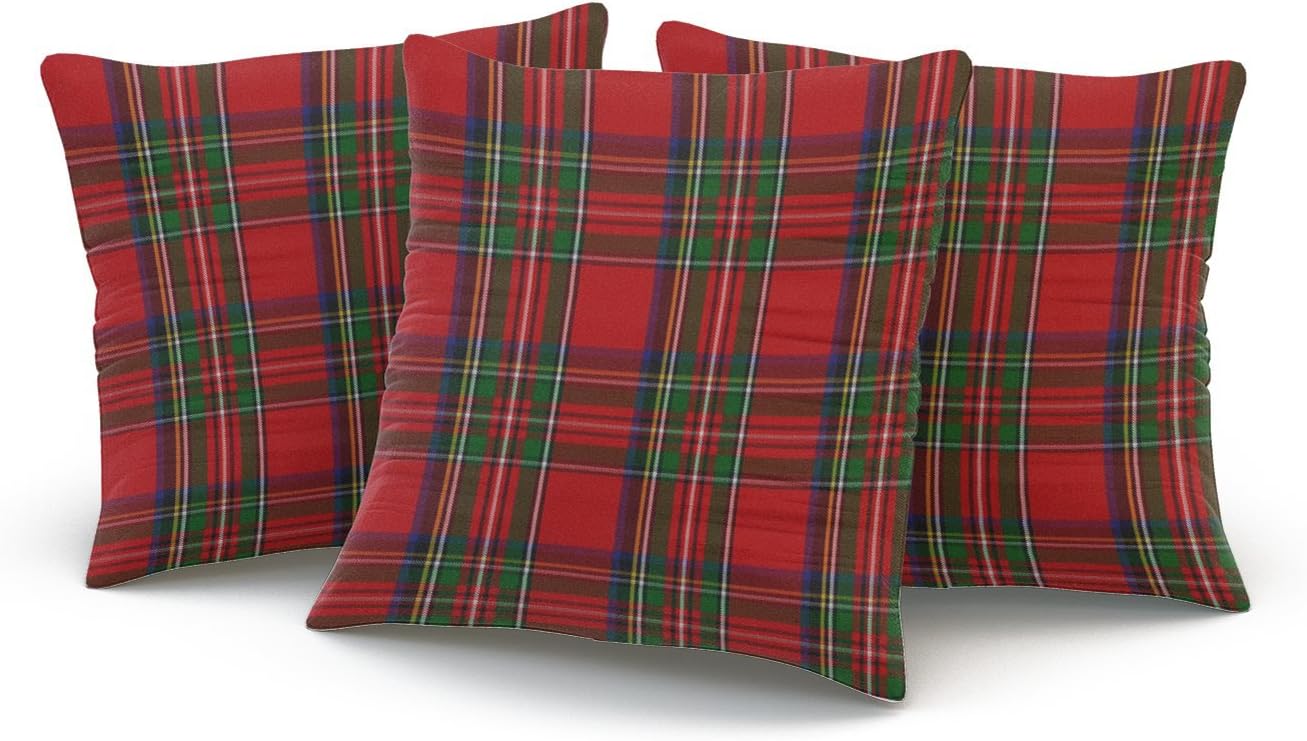 Funda de almohada personalizada para decoración del hogar, color rojo, elegante, a cuadros, cuadros escoceses, europeo, cuadrada, funda de cojín de