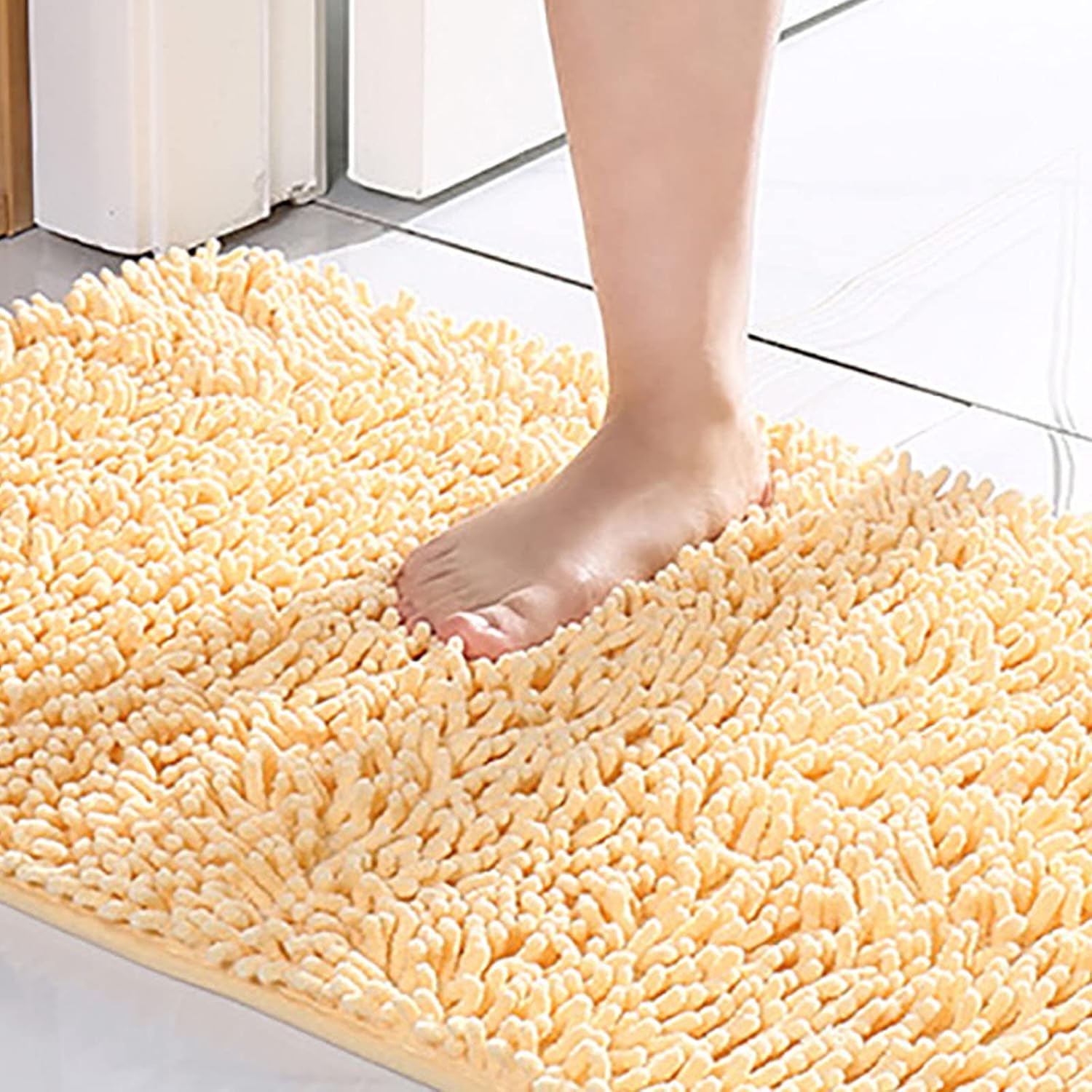 Scceatti Kitchen Rugs – Alfombra de baño antifatiga de 35 x 24 pulgadas, color amarillo, alfombra de baño rosa, antideslizante, suave y cómoda,