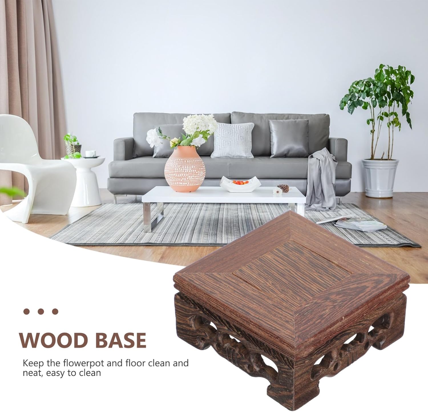 DECHOUS Base de maceta de madera para decoración del hogar al aire libre, soportes para macetas para exteriores, florero, estante de exhibición de