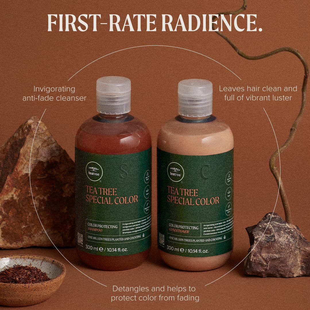 Tea Tree Champú de color especial, limpia suavemente, protege el color del cabello, para cabello teñido
