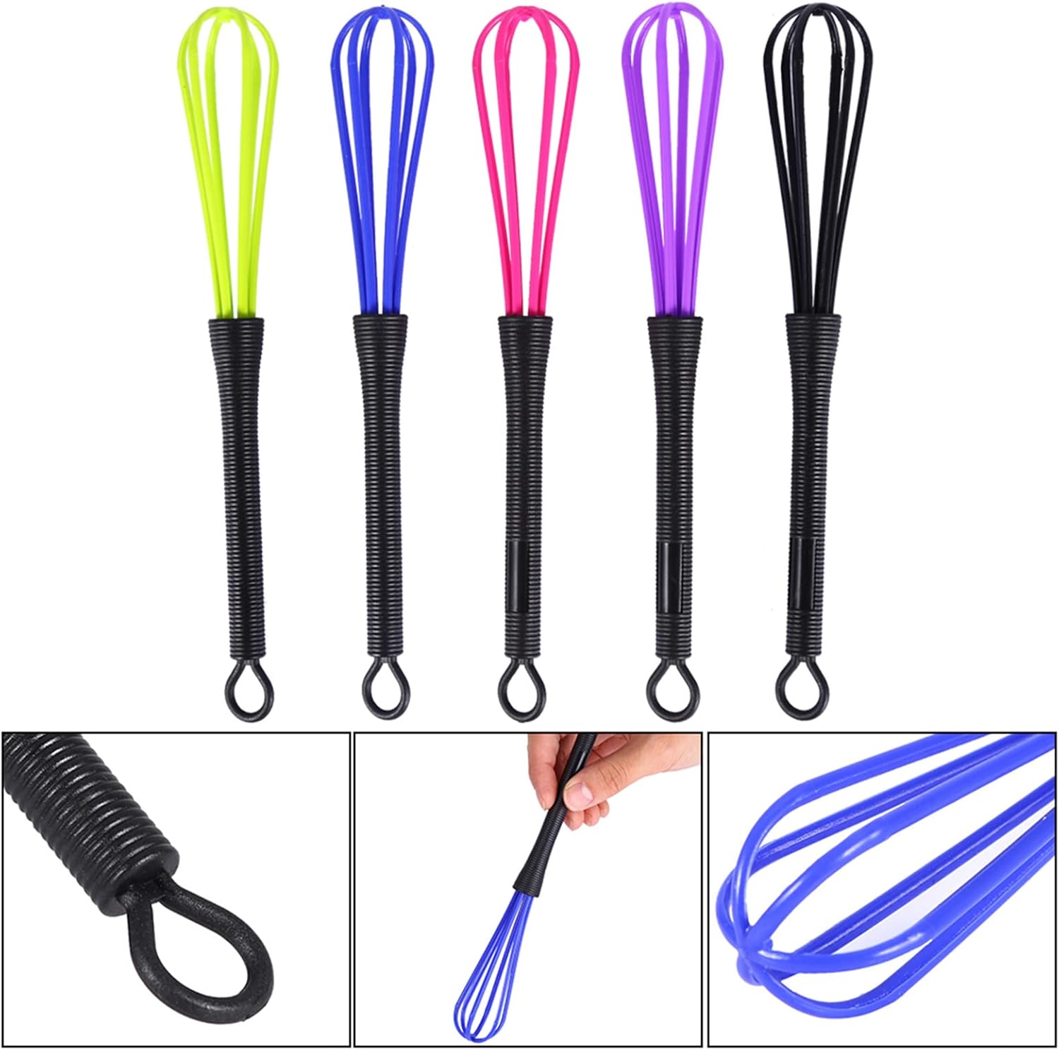 Juego de batidores de plástico, 5 piezas de mini tinte para el cabello, agitador de crema, multicolor, herramienta mezcladora de cocina, salón de