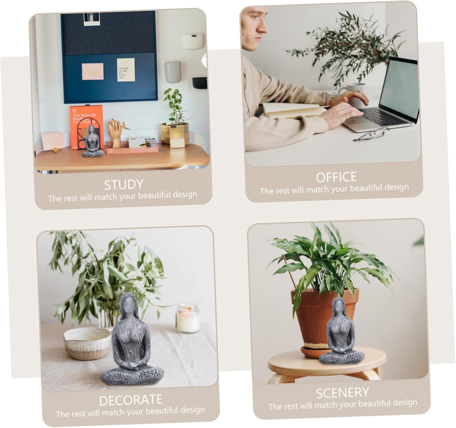 Garneck Adornos tallados, estatua de postura de yoga, figuras de yoga, escultura de diosa, estatua meditadora, decoración de automóvil, decoración