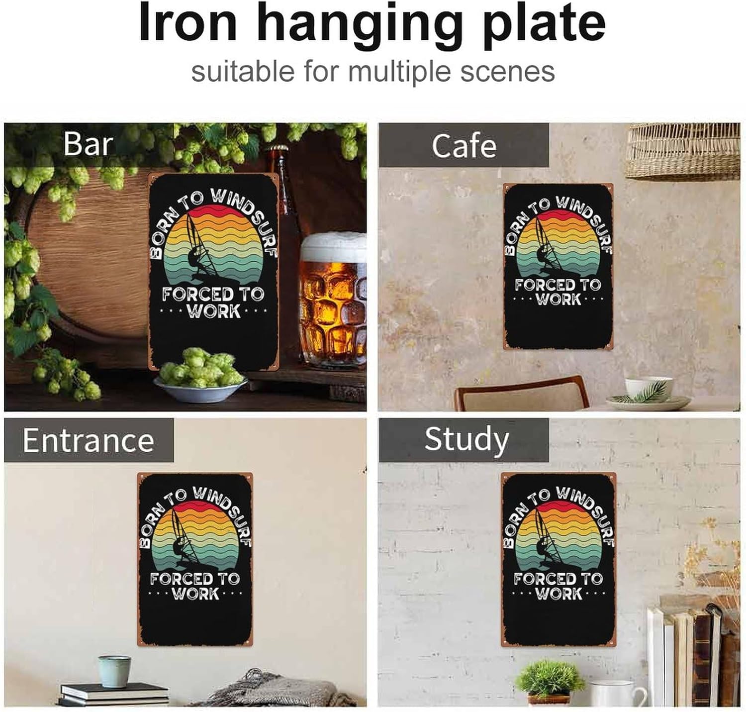Born to windsurf Sports posters Tin Sign Cafe bar Home Wall Art Decoration Retro Metal Tin Sign 8×12 inch