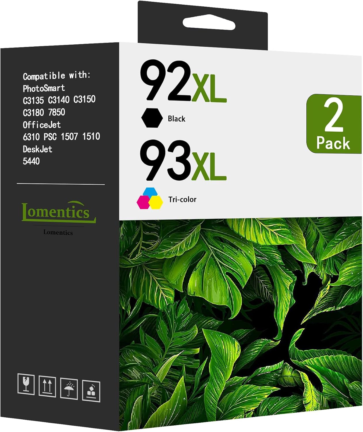 Paquete combinado de cartuchos de tinta 92XL 93XL (paquete de 2, 1 negro1 tricolor) LOMENTI – Cartuchos de tinta 92XL 93XL de repuesto para