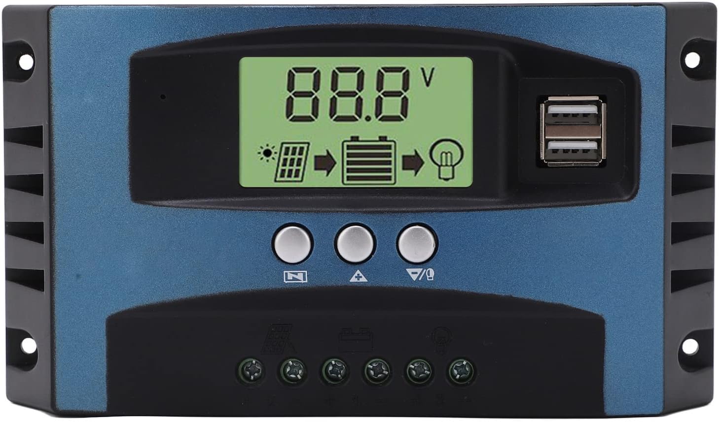 Controlador solar, controlador solar MPPT carga 12 V 24 V identificación inteligente pantalla LCD panel solar, controladores de energía (40 A)