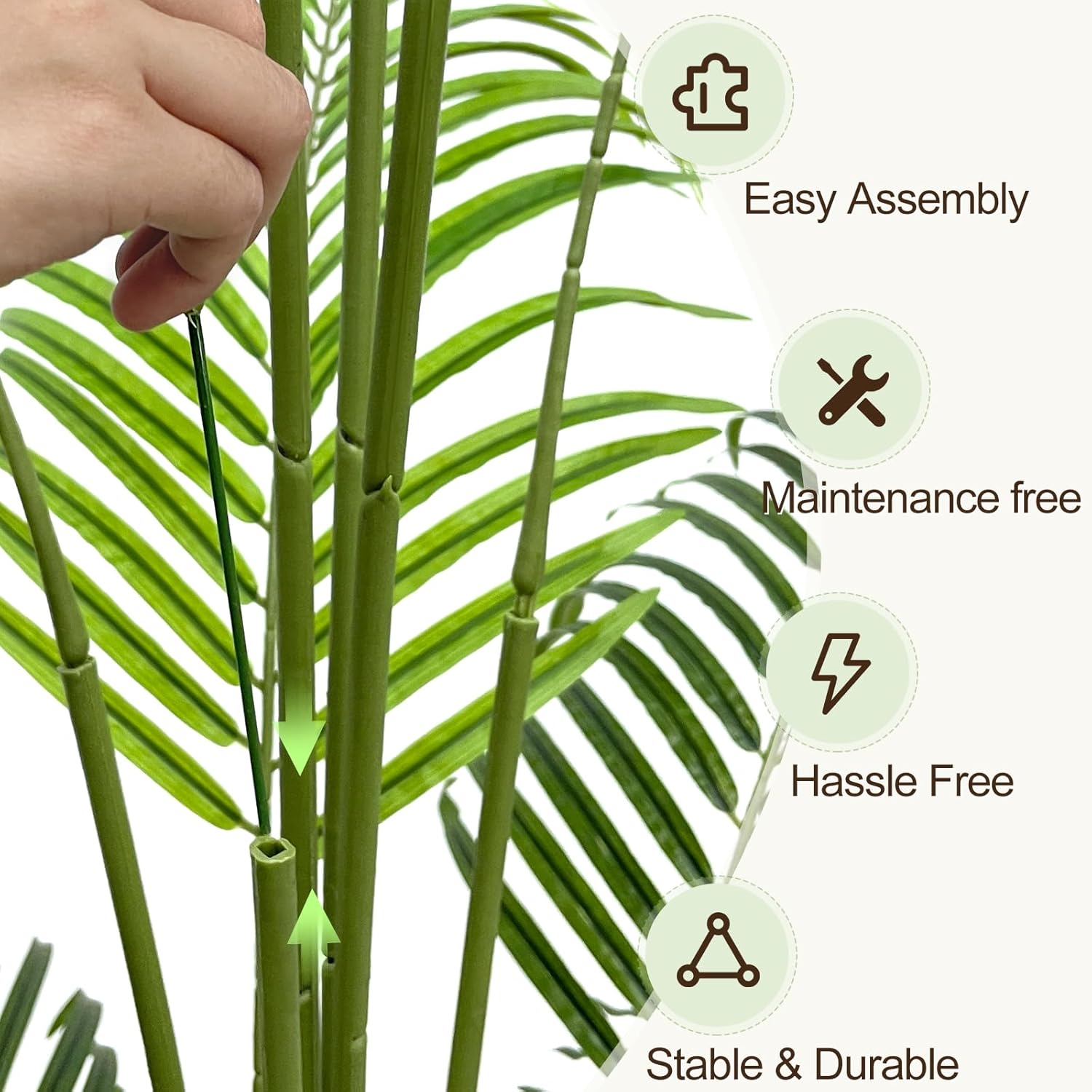 Keeplush Palmera artificial de 5.5 pies de alto, decoración de interiores con 15 troncos y diseño de corteza real, palmera areca tropical sintética