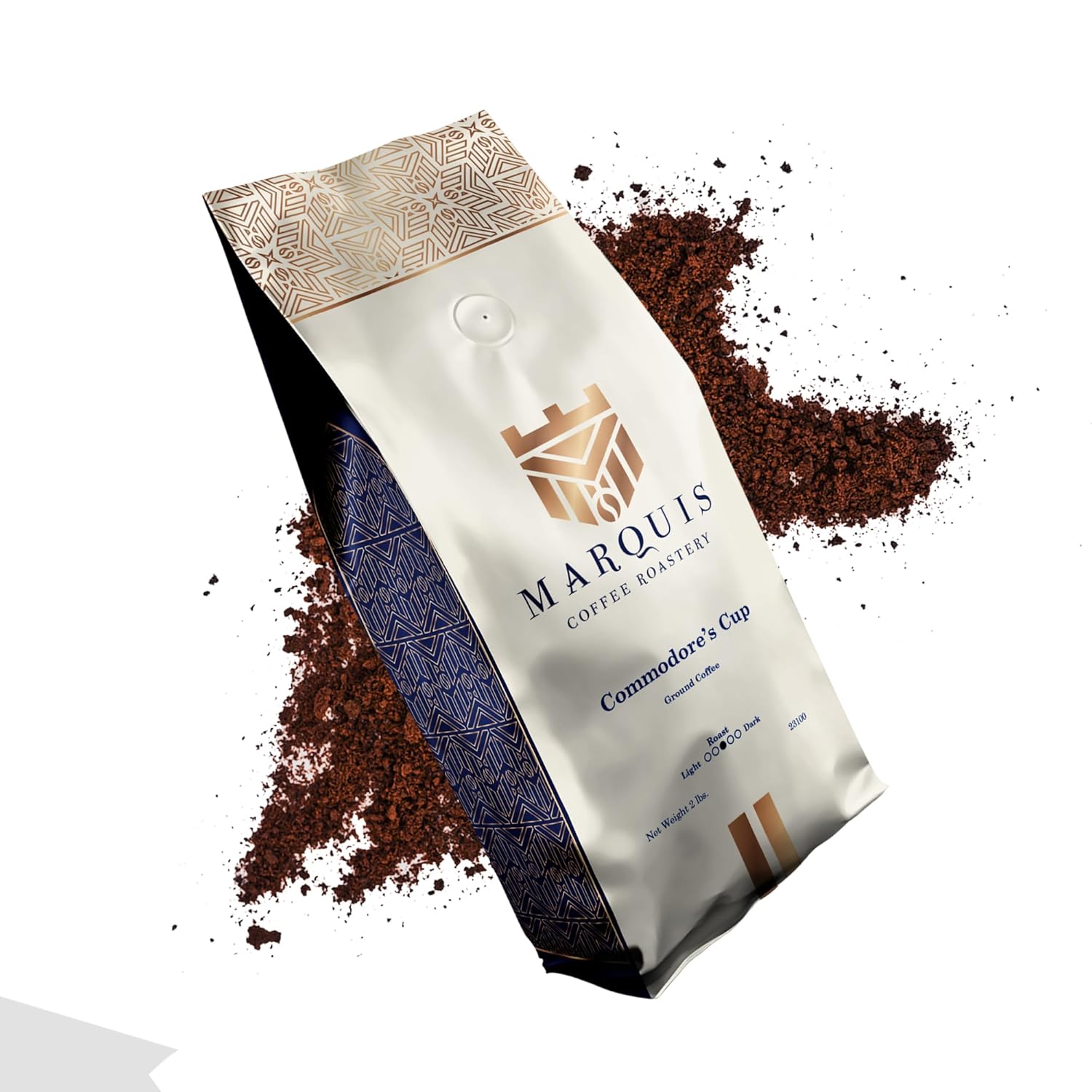 Marquis – Commodore’s Cup – Café molido rico y atrevido, café molido africano fresco mezclado con tostado medio con acidez vinada, granos de café