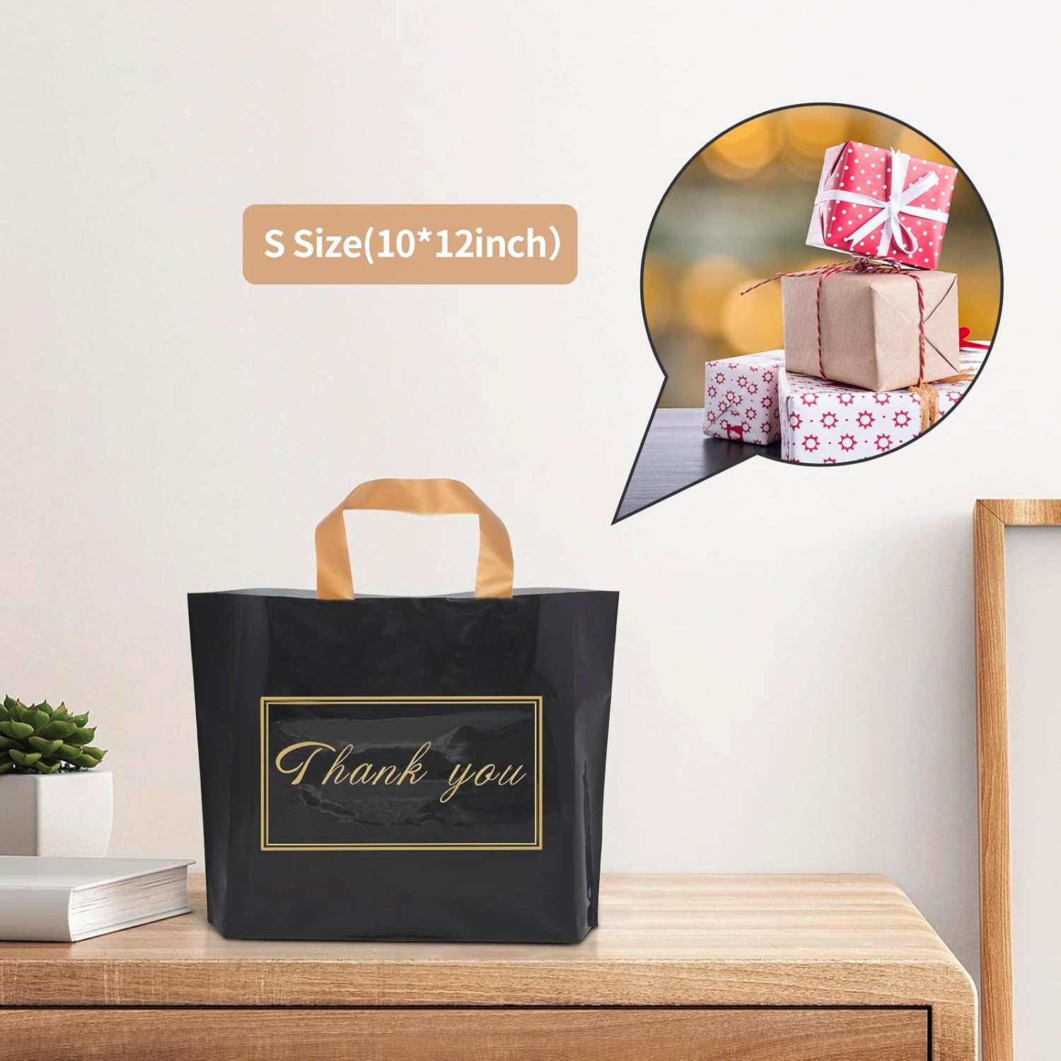 WAKAKO Paquete de 60 bolsas de compras de agradecimiento, bolsas de regalo de agradecimiento de 12 x 10 pulgadas con asa para pequeñas empresas,