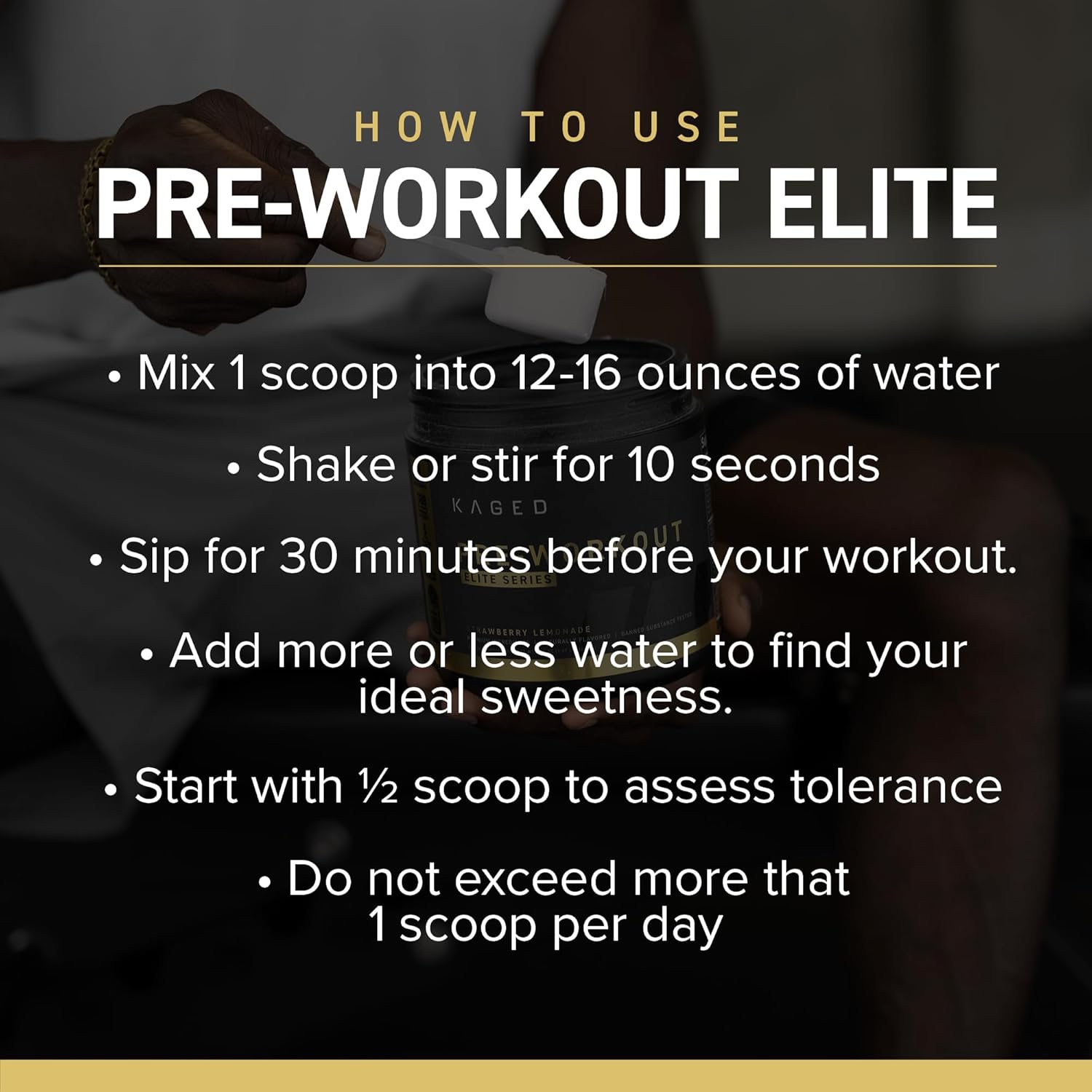 Kaged Polvo de preentrenamiento Elite para hombres y mujeres, alto estimulante para energía, concentración, bombas  L-citrulina, beta alanina,